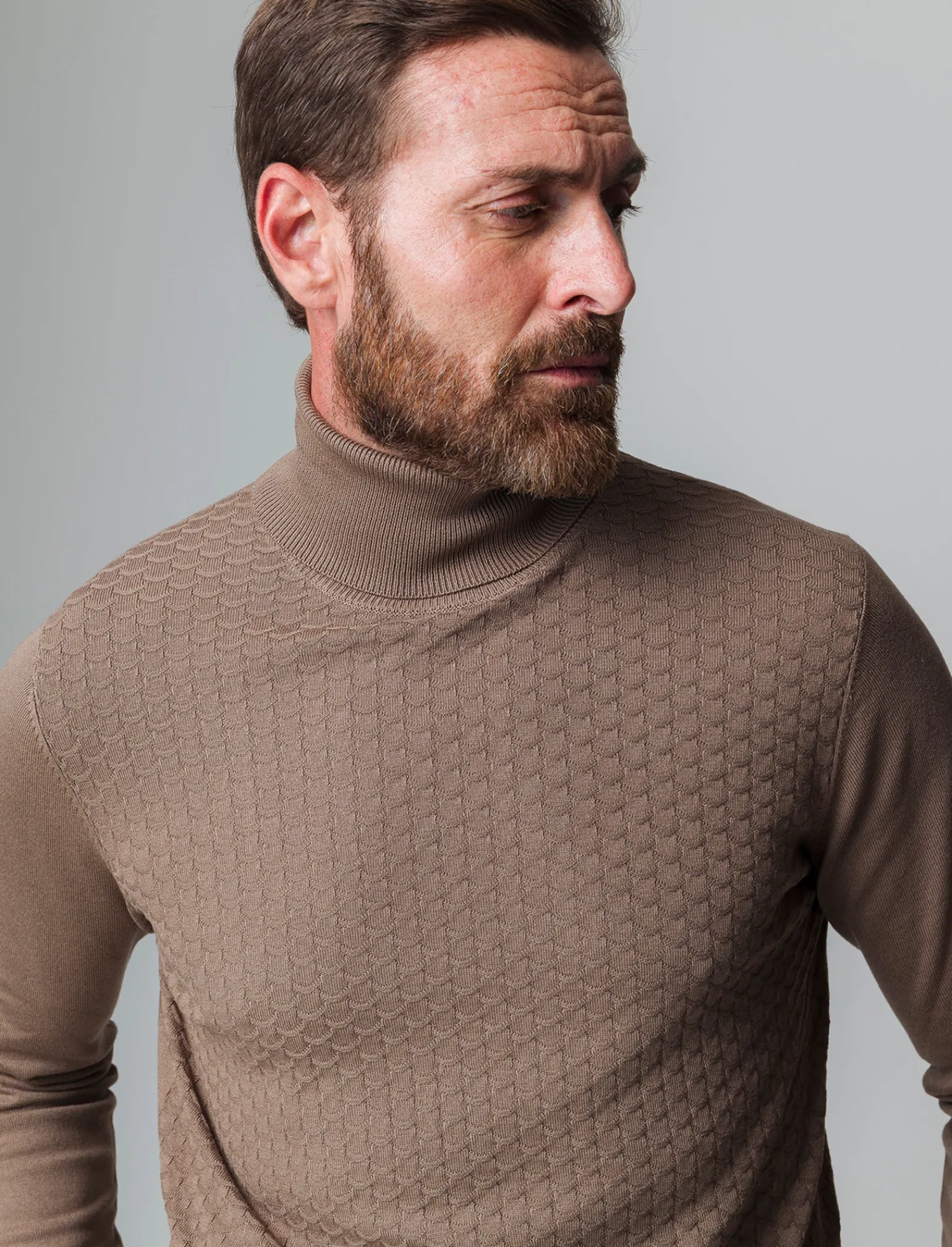 Uomo Piazza Italia Uomo | Maglieria<Maglia a collo alto lavorazione jacquard slim fit - fango