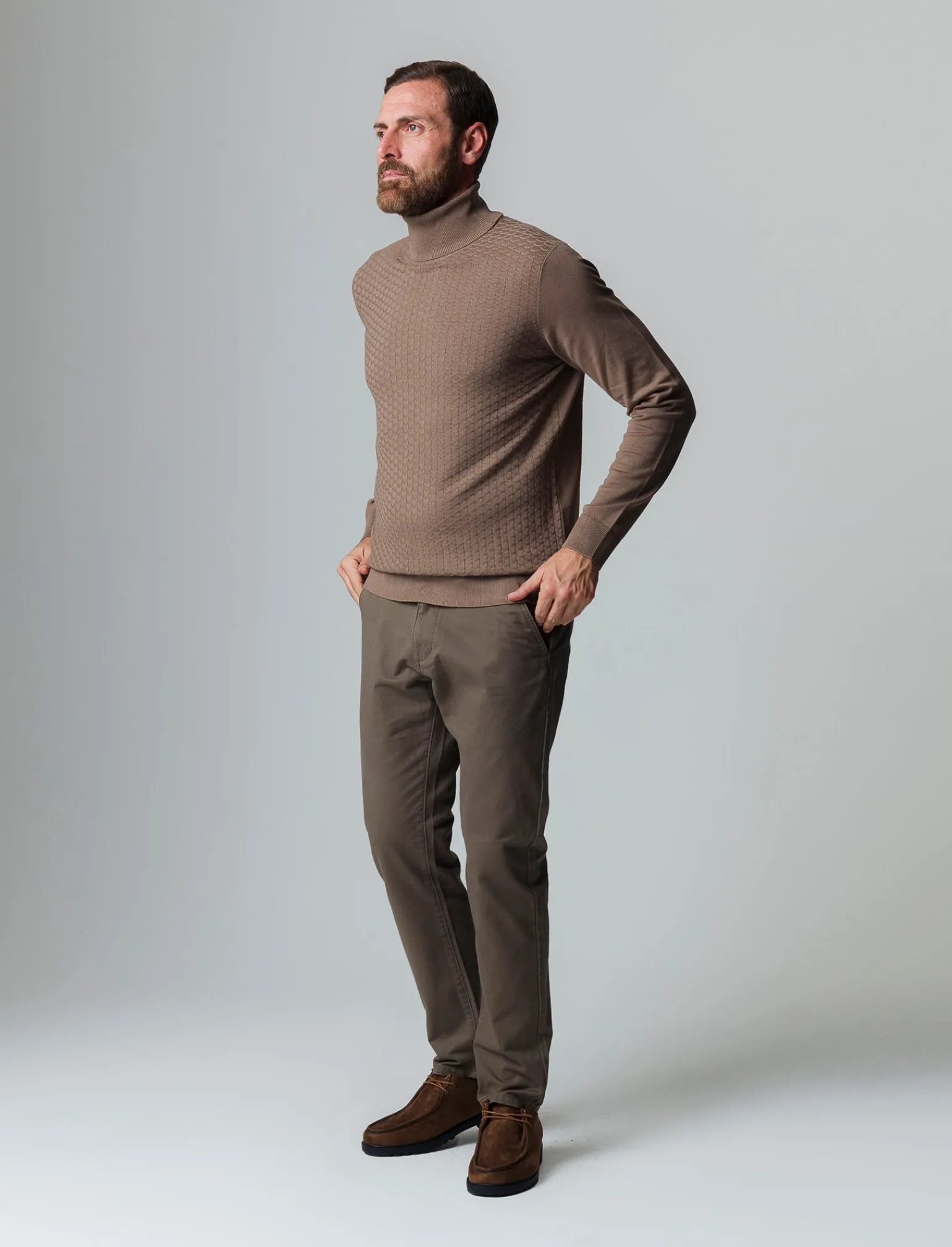 Uomo Piazza Italia Uomo | Maglieria<Maglia a collo alto lavorazione jacquard slim fit - fango
