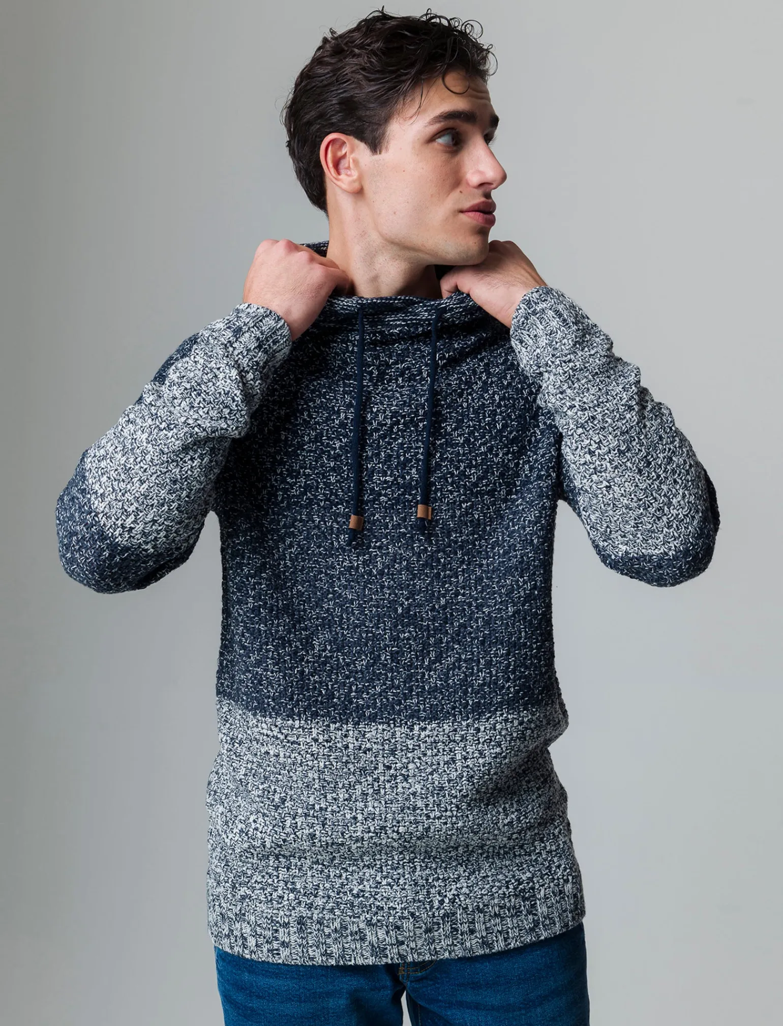 Uomo Piazza Italia Maglieria<Maglia a collo sciallato regolabile con coulisse lavorazione jacquard -
