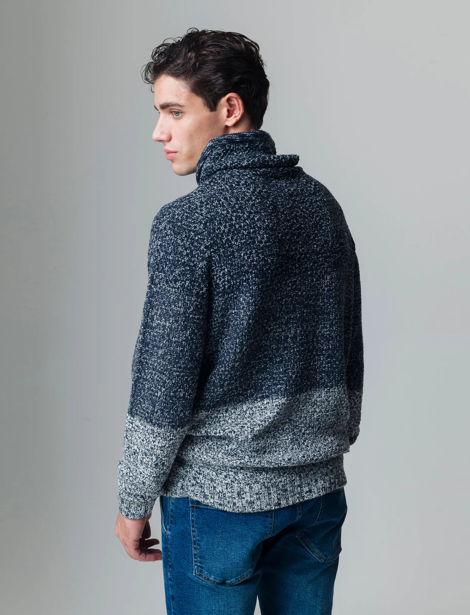 Uomo Piazza Italia Maglieria<Maglia a collo sciallato regolabile con coulisse lavorazione jacquard -