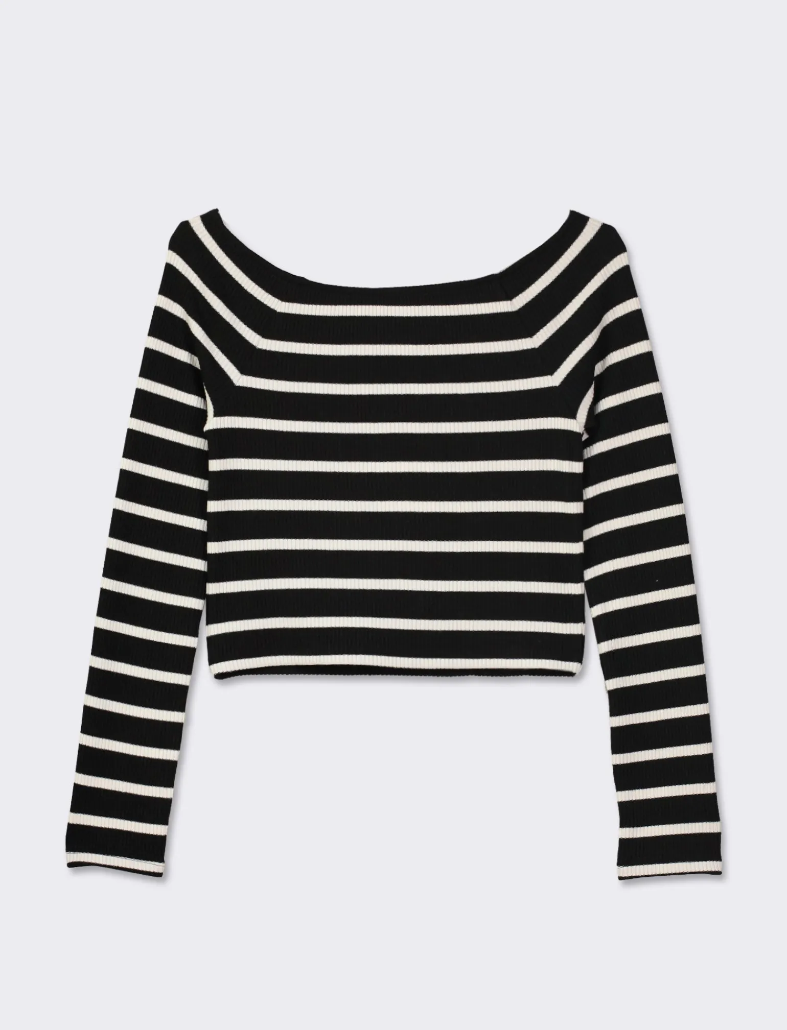 Donna Piazza Italia Donna<Maglia a coste,manica lunga, scollo schiffer a righe con vestibilità cropped slim - var 1