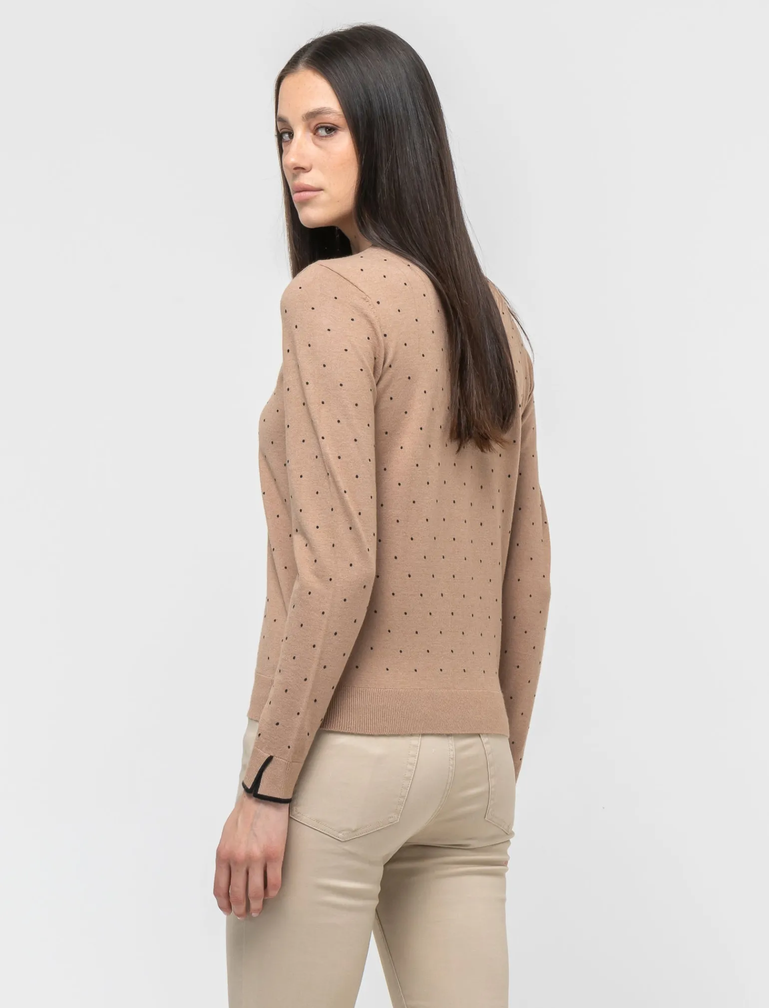 Donna Piazza Italia Donna | Maglieria<Maglia a girocollo in filato con motivo floccato stampato - Cammello