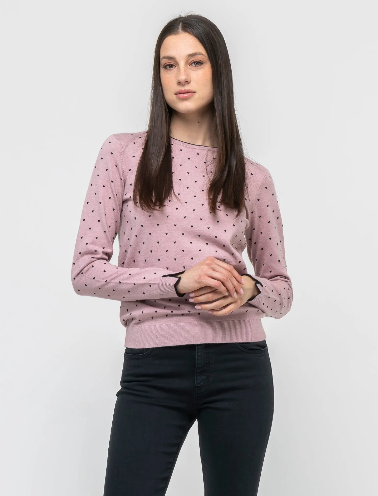 Donna Piazza Italia Donna | Maglieria<Maglia a girocollo in filato con motivo floccato stampato - antico