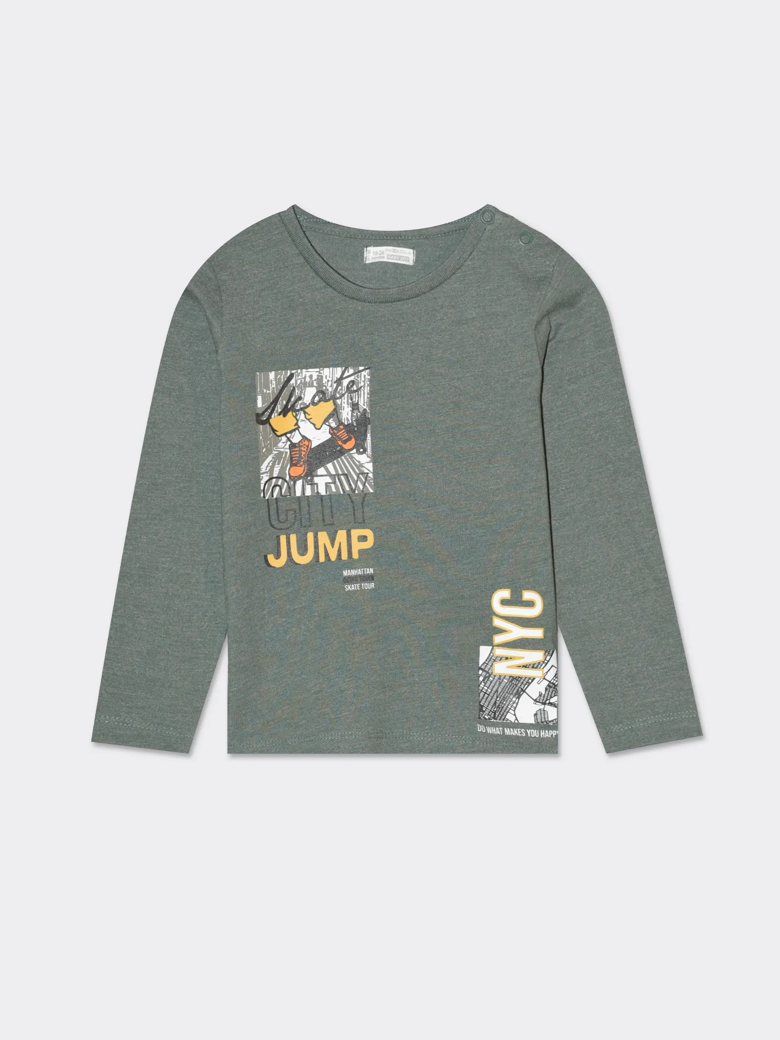 Piazza Italia Neonato | T-Shirt E Top<Maglia a manica lunga in jesrey con stampa tema skate per uno stile street  - militare