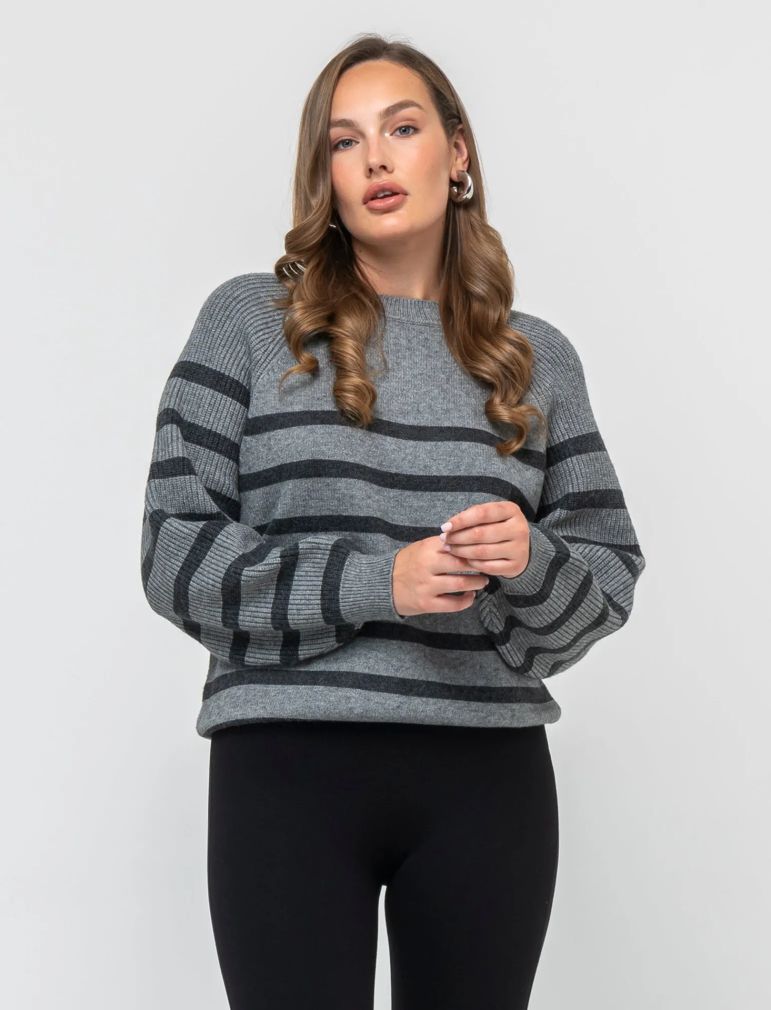 Donna Piazza Italia Donna | Maglieria<Maglia a righe con manica raglan e polsi e fondo a costa elastica - var 2