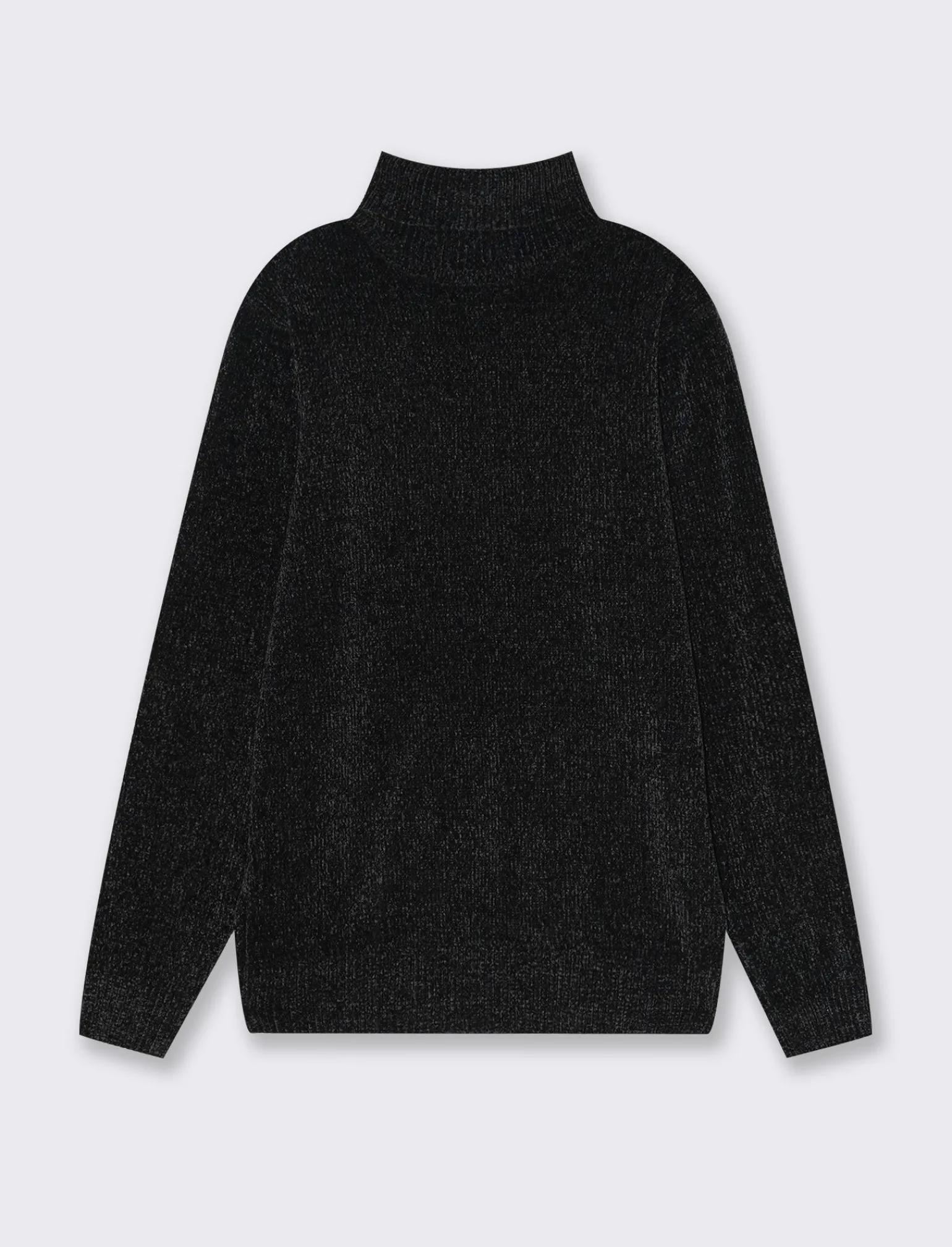 Uomo Piazza Italia Maglieria<Maglia collo alto in ciniglia regularfit con costa al collo, ai polsi e al fondo - Nero