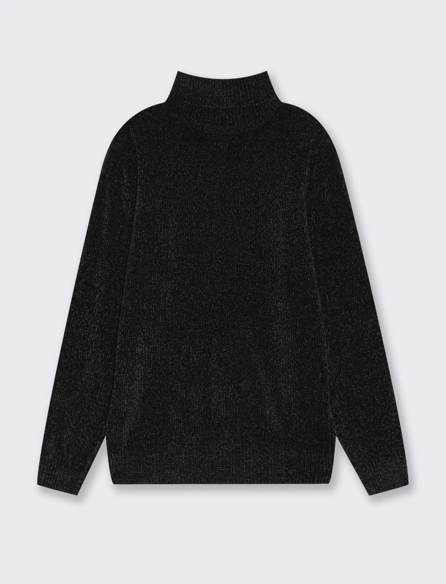 Uomo Piazza Italia Maglieria<Maglia collo alto in ciniglia regularfit con costa al collo, ai polsi e al fondo - Nero