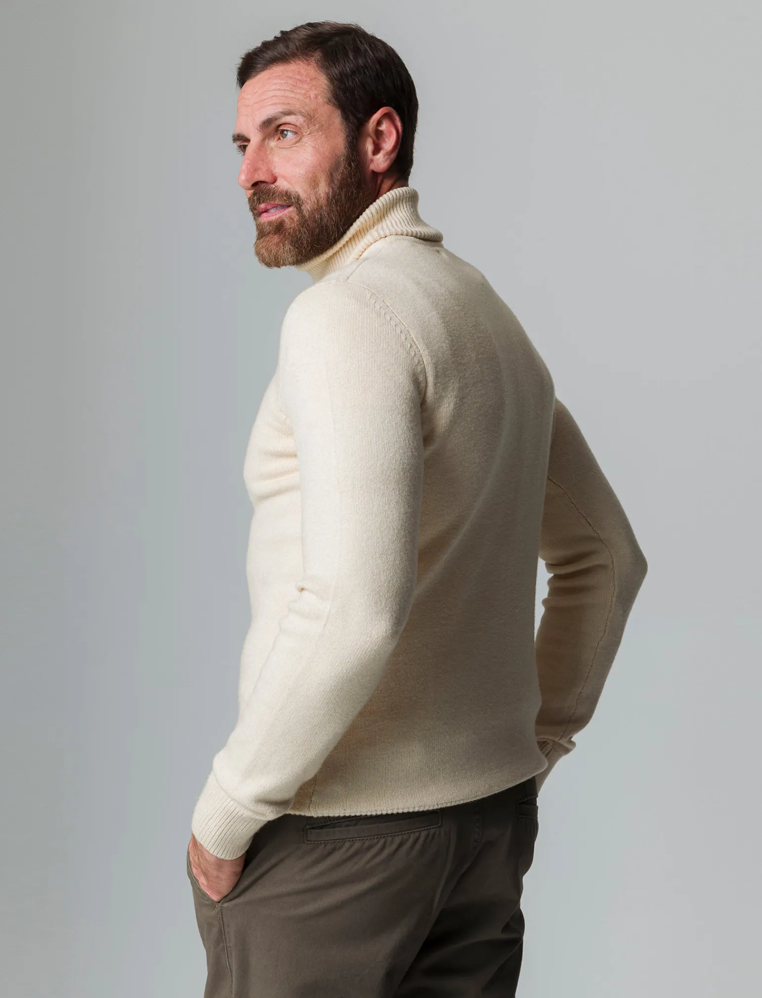 Uomo Piazza Italia Maglieria<Maglia collo alto lavorazione rasata, filato premium regular fit - ecru