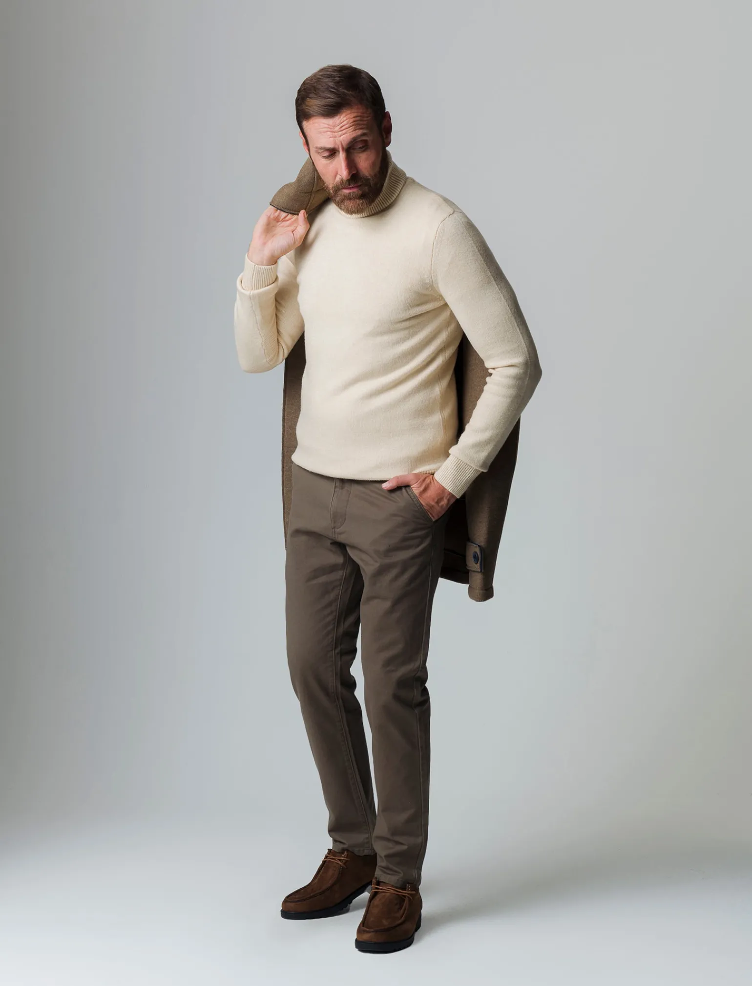 Uomo Piazza Italia Maglieria<Maglia collo alto lavorazione rasata, filato premium regular fit - ecru