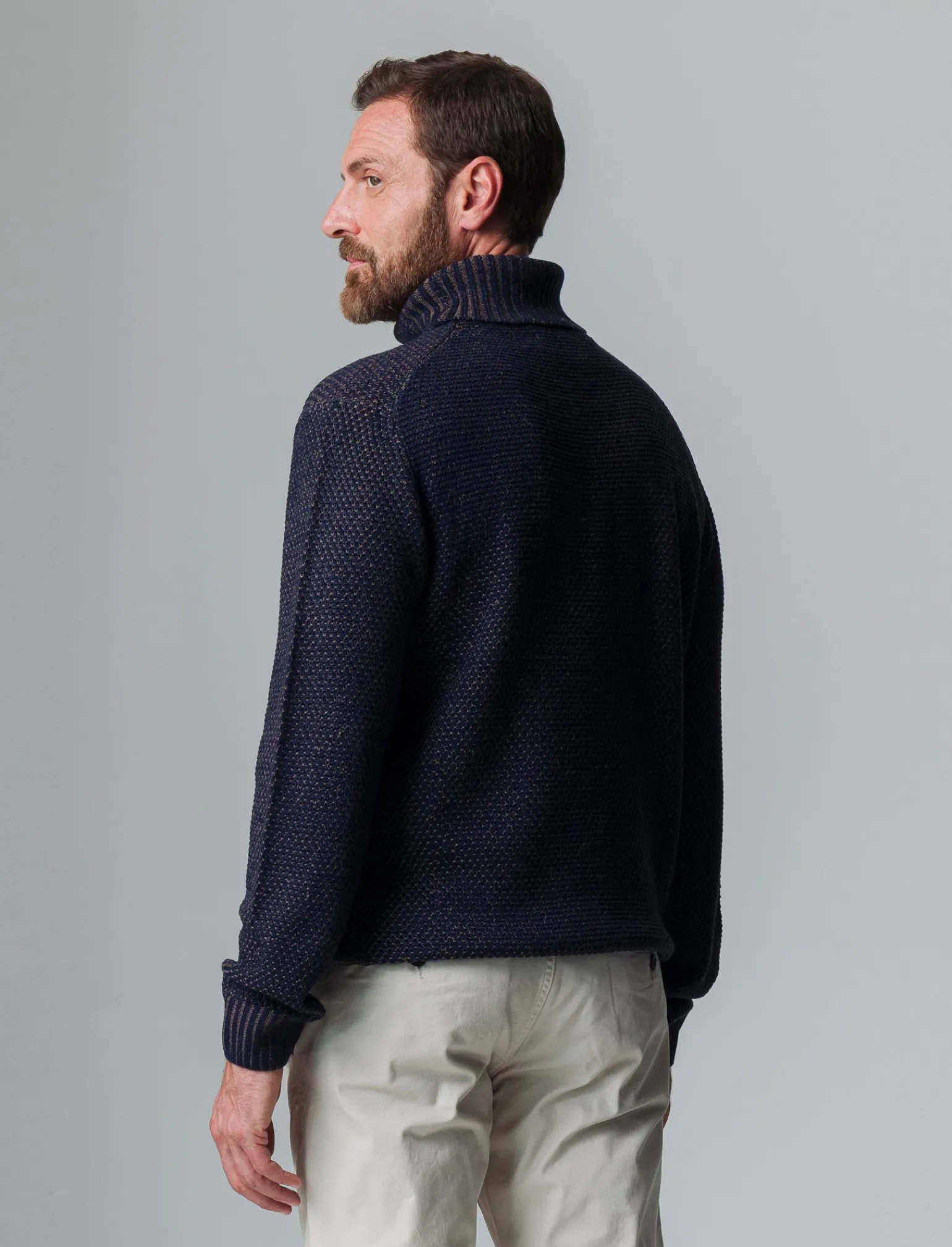 Uomo Piazza Italia Uomo | Maglieria<Maglia collo alto regolabile con coulisse e lvorazione jacquard bicolor -