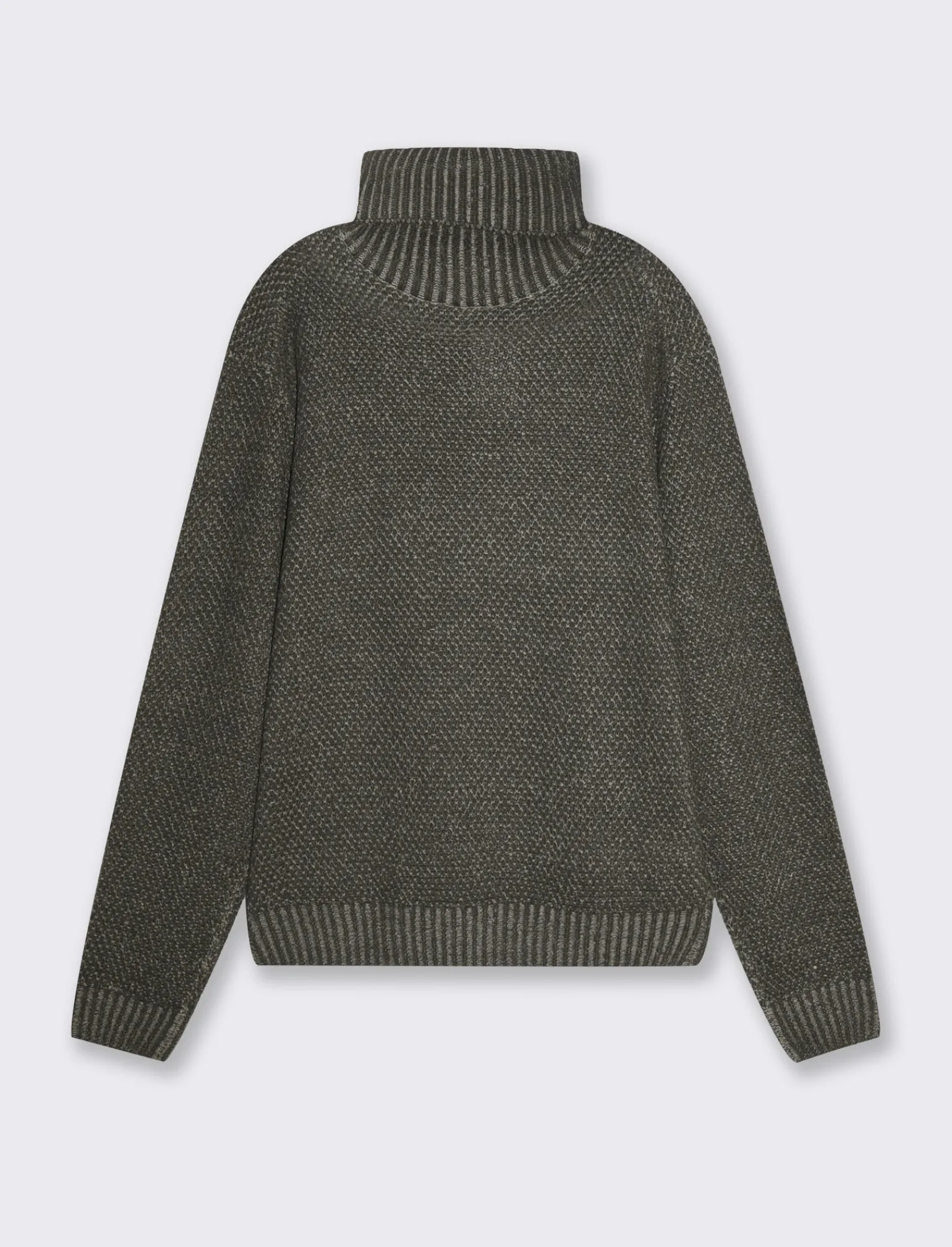 Uomo Piazza Italia Uomo | Maglieria<Maglia collo alto regolabile con coulisse e lvorazione jacquard bicolor - piombo