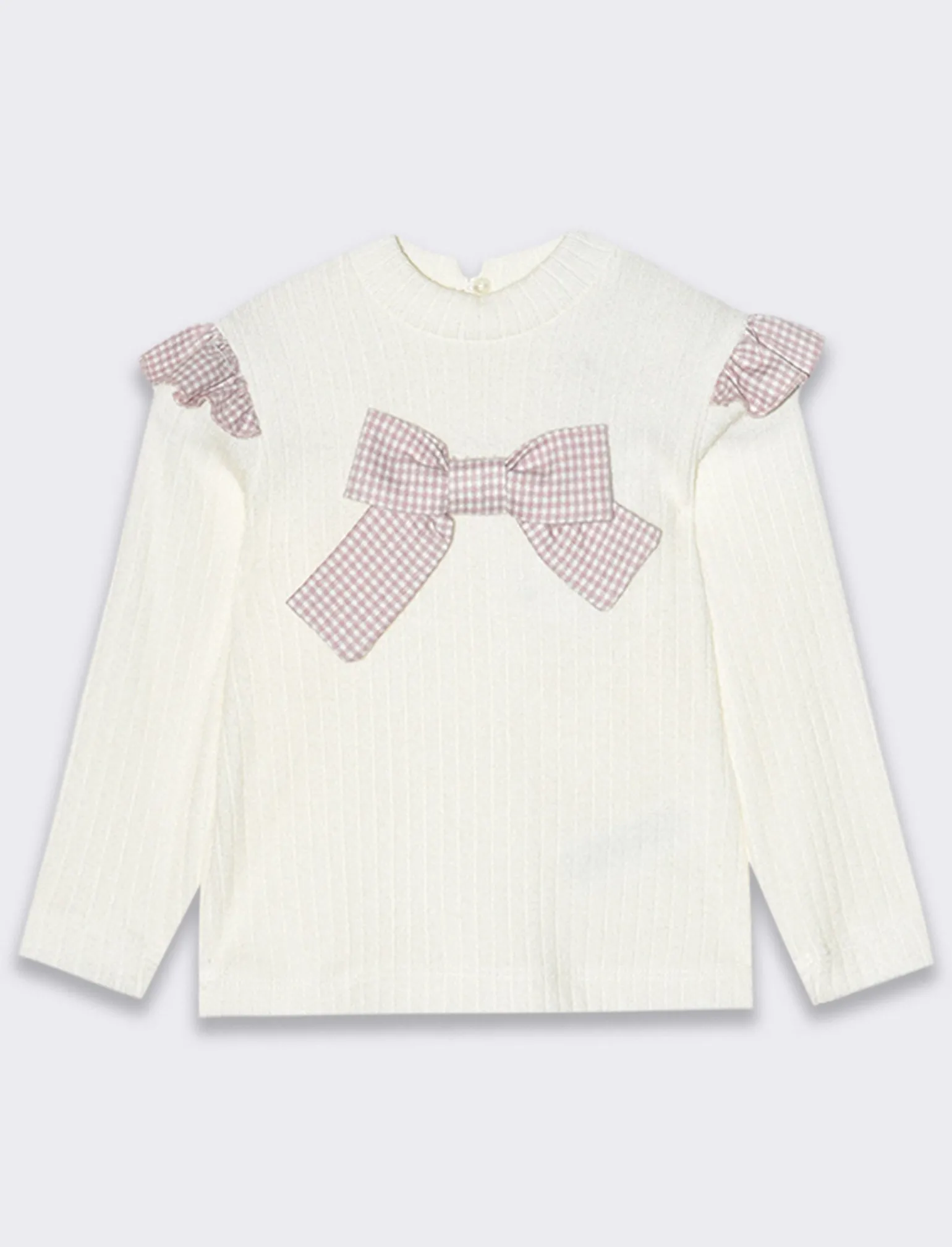 Piazza Italia Neonata<Maglia con grande fiocco pied de poule - Bianco