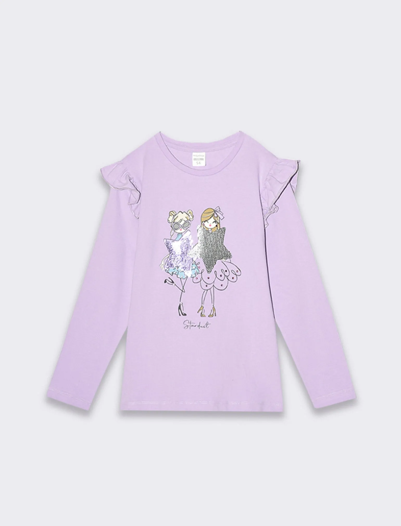 Piazza Italia Bambina | T-Shirt E Top<Maglia con rouches alle maniche e stampa con strass e paillettes - Lilla