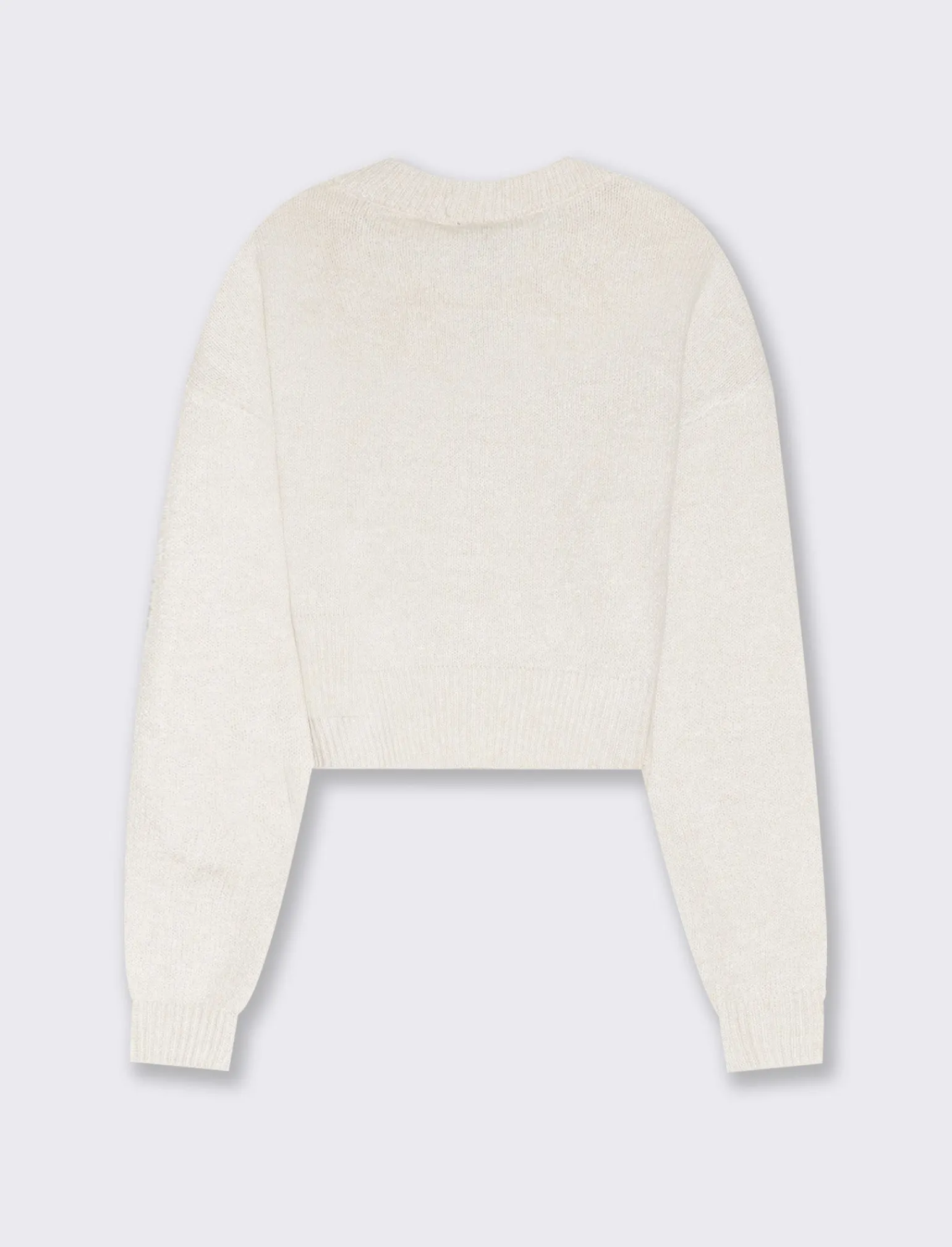 Donna Piazza Italia Maglieria<Maglia crop manica lunga giro collo con spalla a T - Avorio