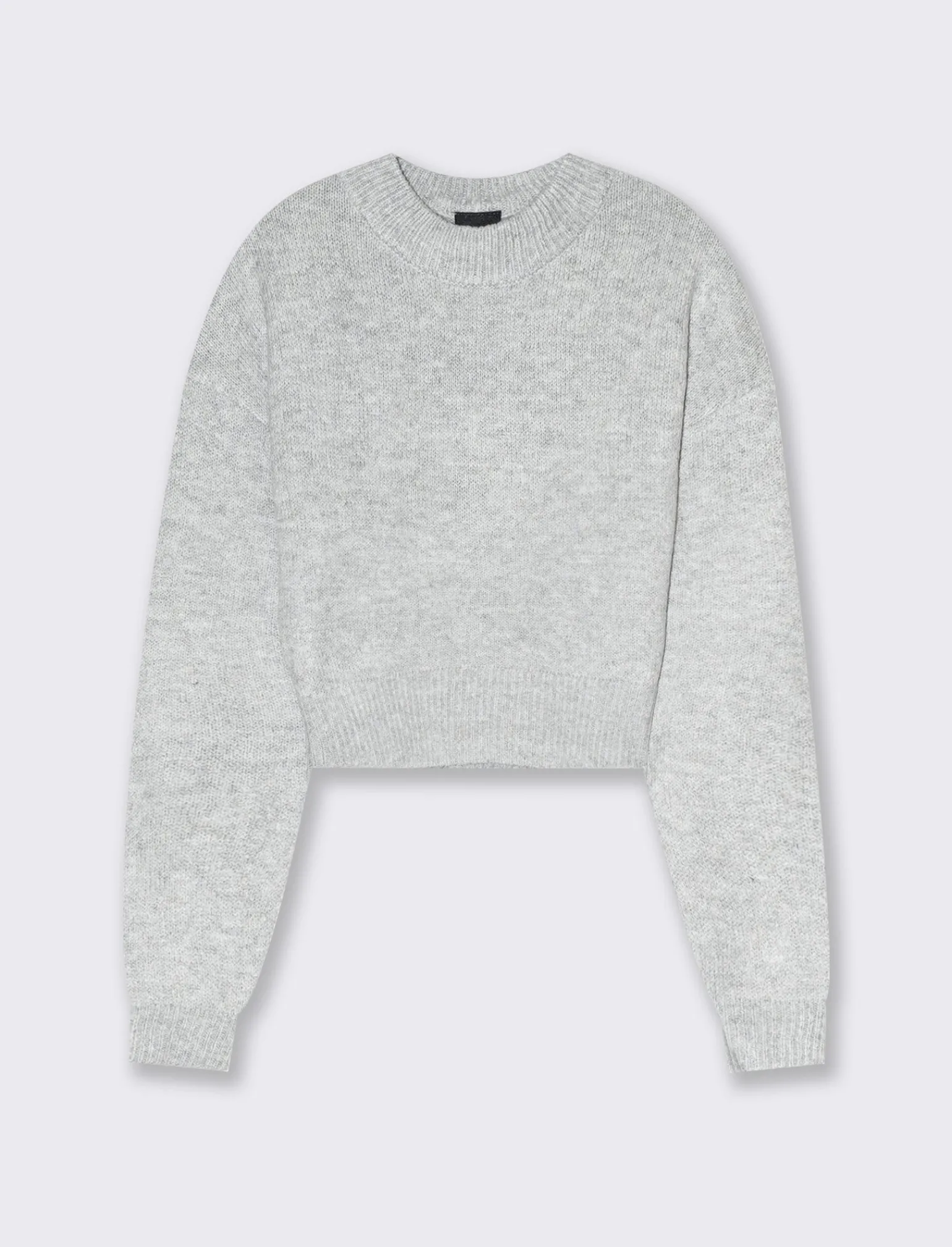 Donna Piazza Italia Maglieria<Maglia crop manica lunga giro collo con spalla a T - Grigio chiaro