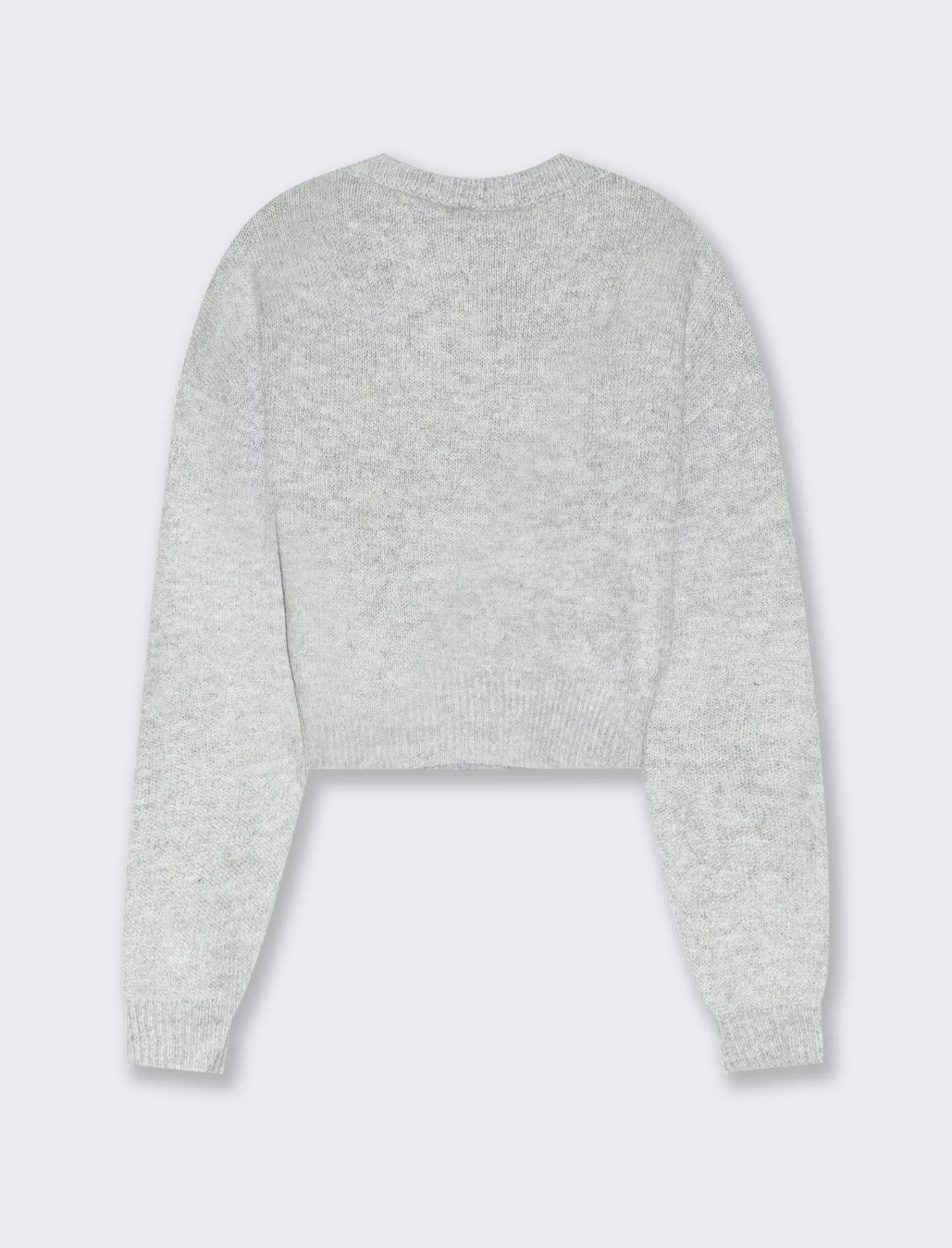 Donna Piazza Italia Maglieria<Maglia crop manica lunga giro collo con spalla a T - Grigio chiaro