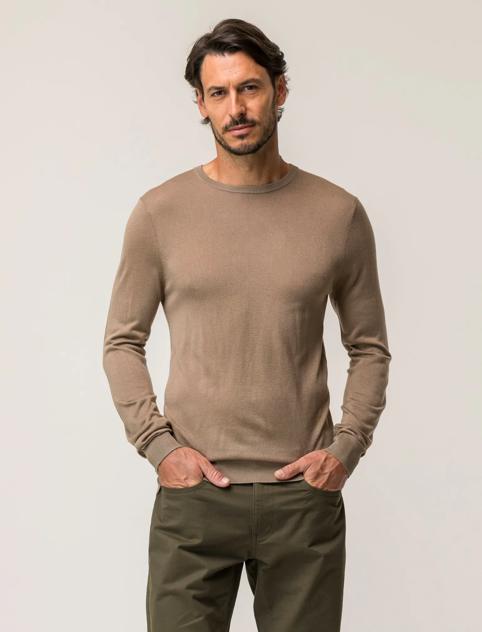 Uomo Piazza Italia Uomo | Maglieria<Maglia girocollo con filato effetto cachemere - tortora