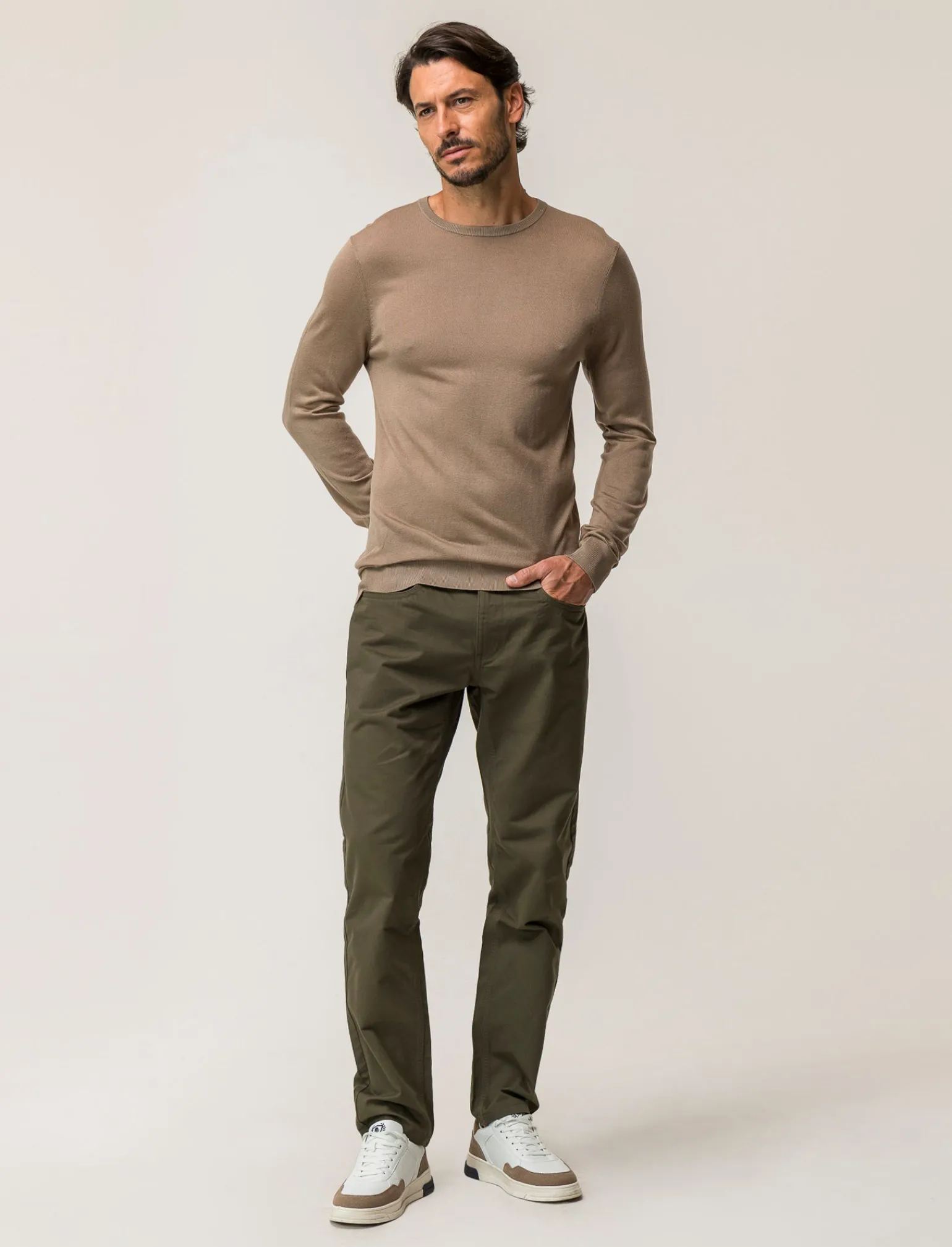 Uomo Piazza Italia Uomo | Maglieria<Maglia girocollo con filato effetto cachemere - tortora