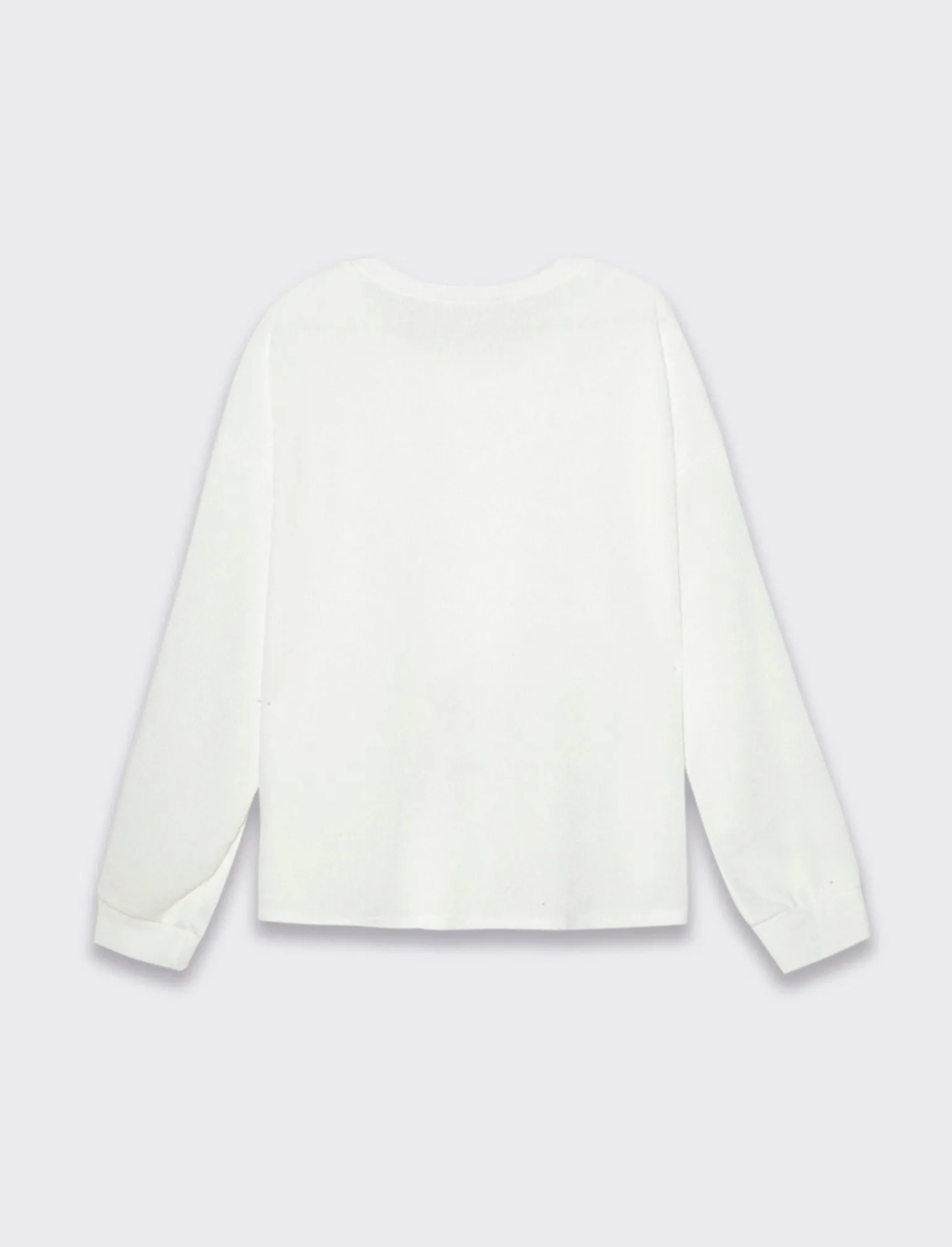 Donna Piazza Italia Maglieria<Maglia girocollo con tessuto a coste - latte