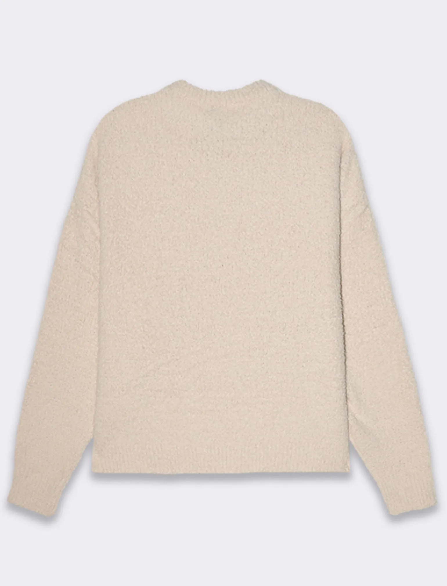 Donna Piazza Italia Maglieria<Maglia girocollo e manica lunga taglio crop tessuto effetto pelliccia - Avorio