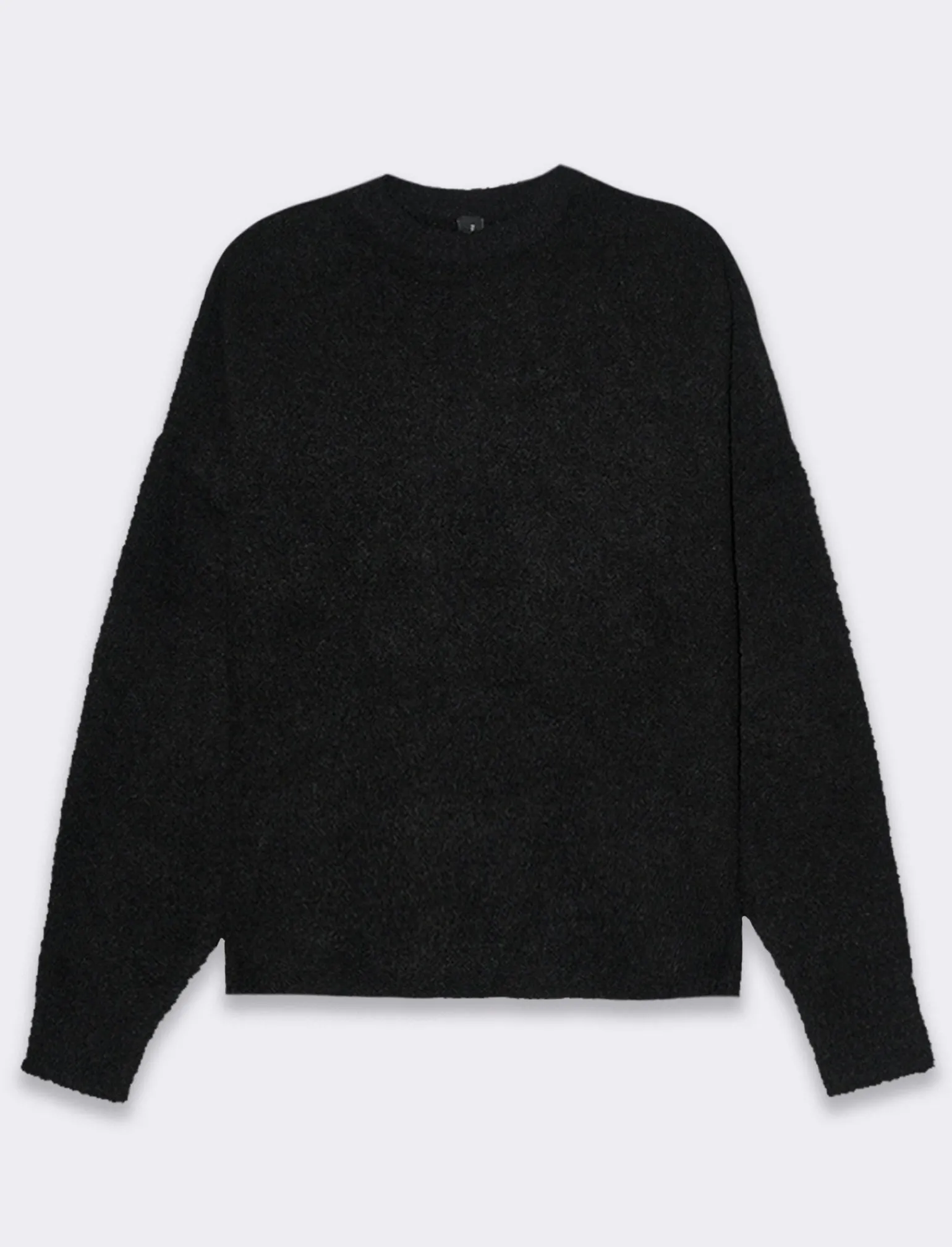 Donna Piazza Italia Maglieria<Maglia girocollo e manica lunga taglio crop tessuto effetto pelliccia - Nero
