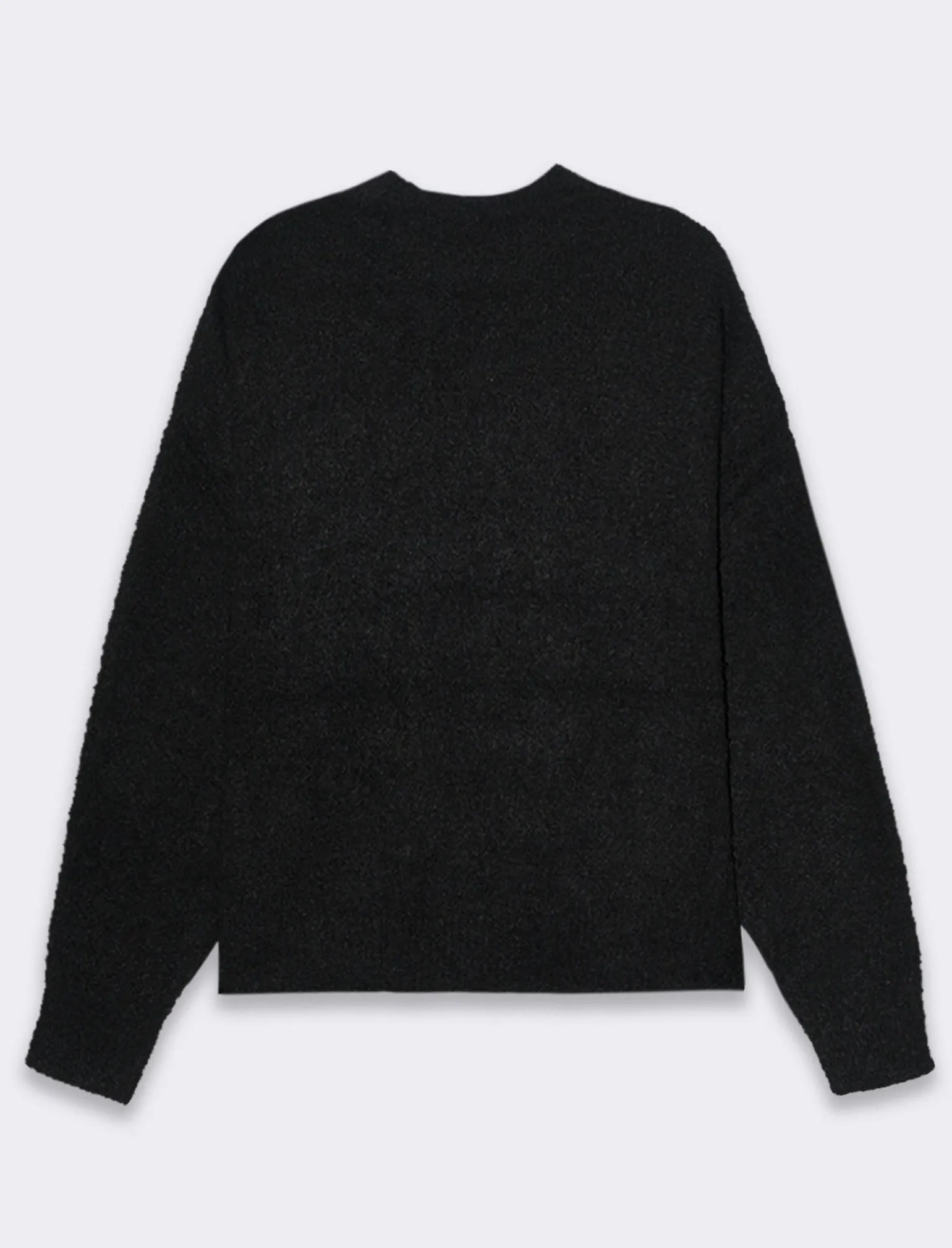 Donna Piazza Italia Maglieria<Maglia girocollo e manica lunga taglio crop tessuto effetto pelliccia - Nero