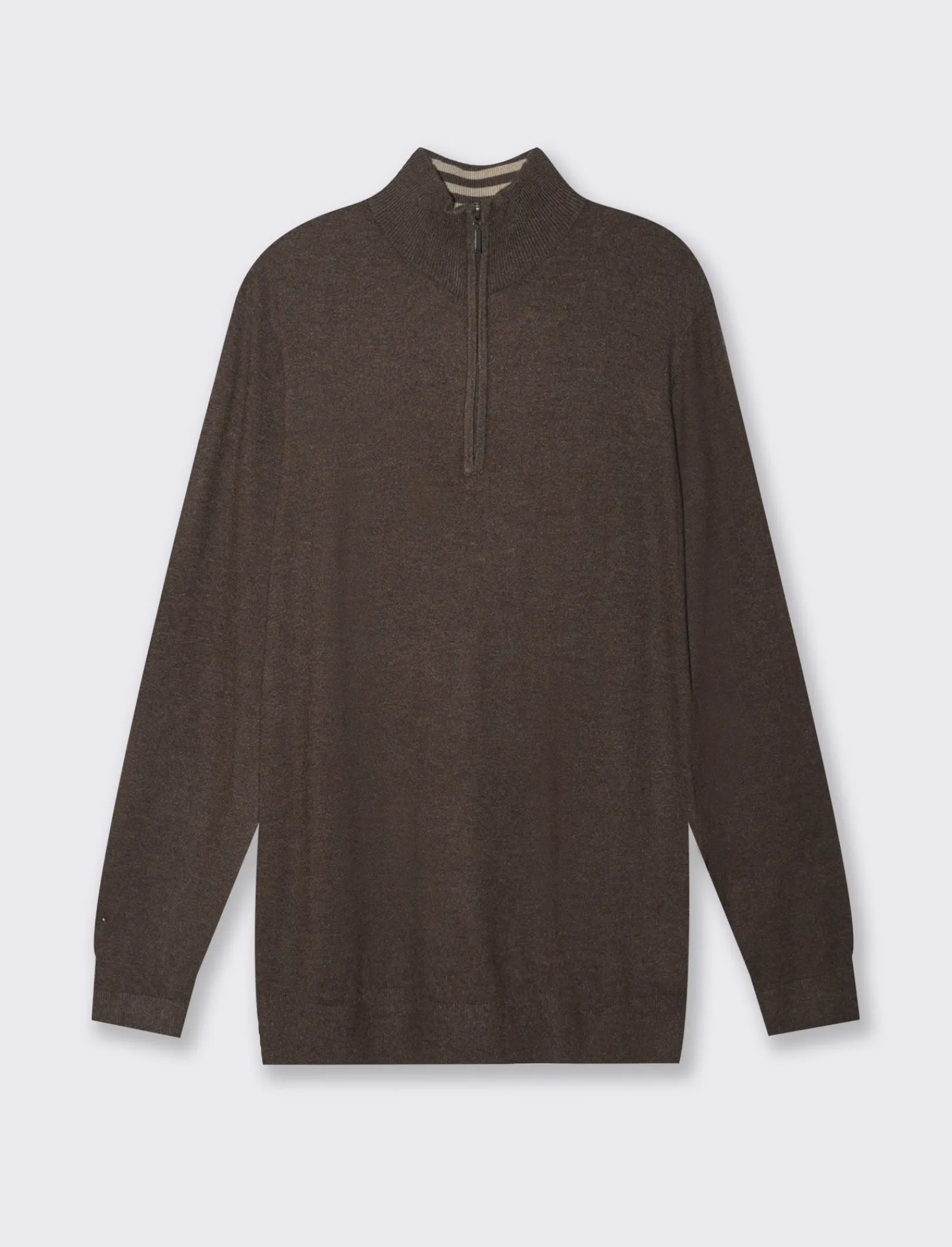 Uomo Piazza Italia Maglieria<Maglia girocollo filato premium regular fit con toppe effetto suede - Moro