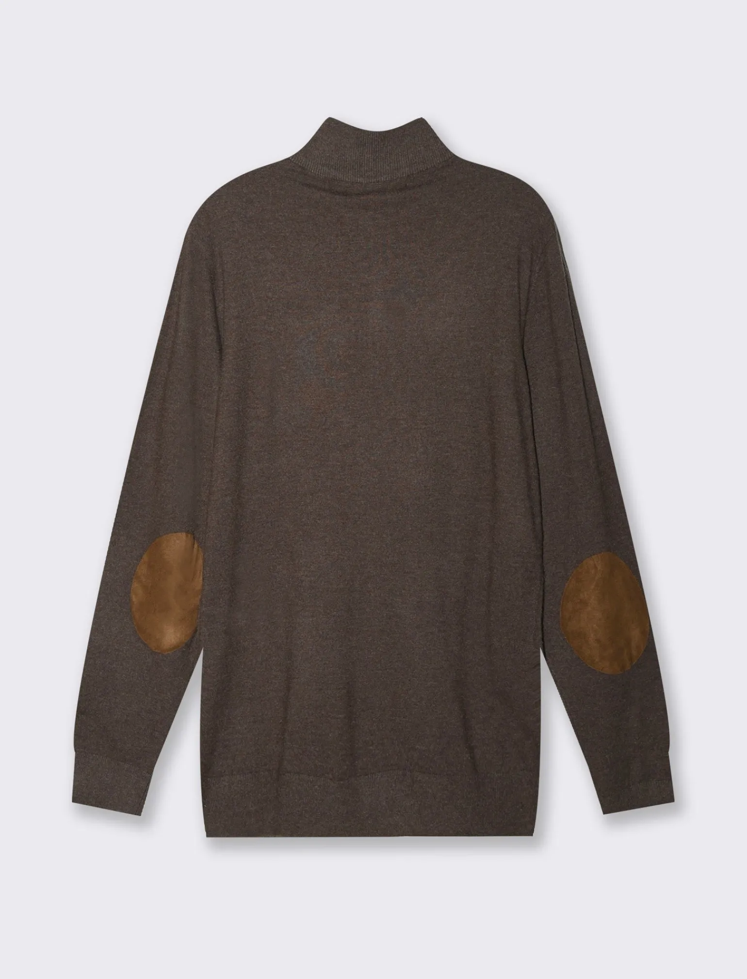 Uomo Piazza Italia Maglieria<Maglia girocollo filato premium regular fit con toppe effetto suede - Moro