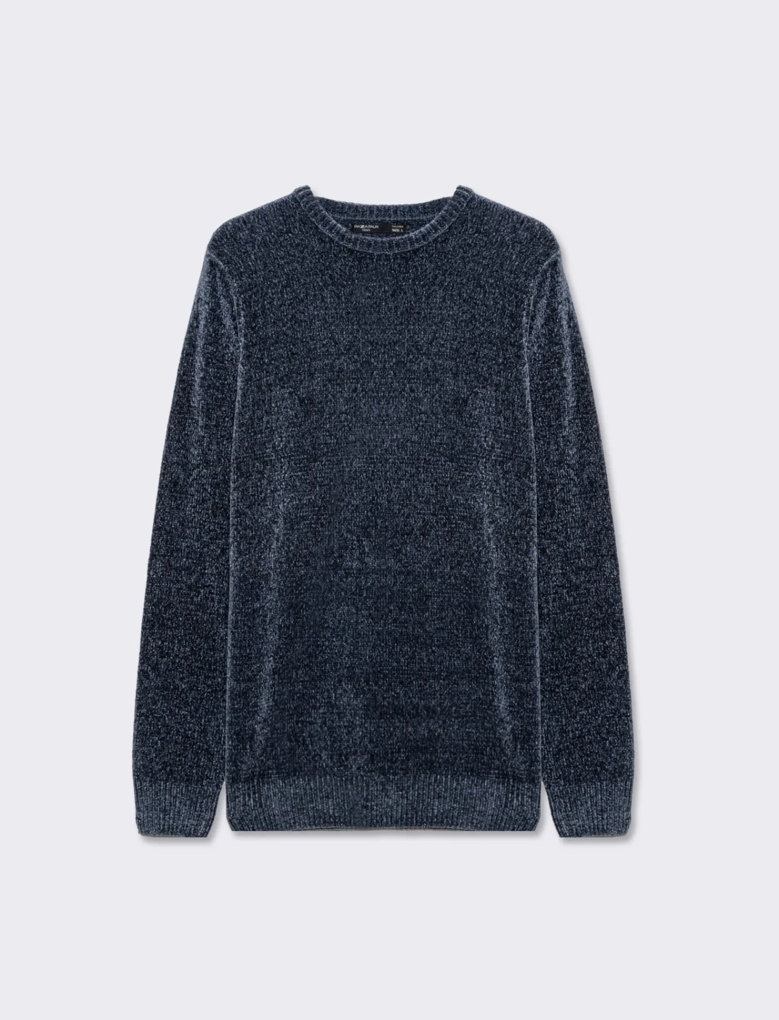 Uomo Piazza Italia Maglieria<Maglia girocollo in ciniglia regular fit con costina al collo, ai polsi e al fondo - Avion