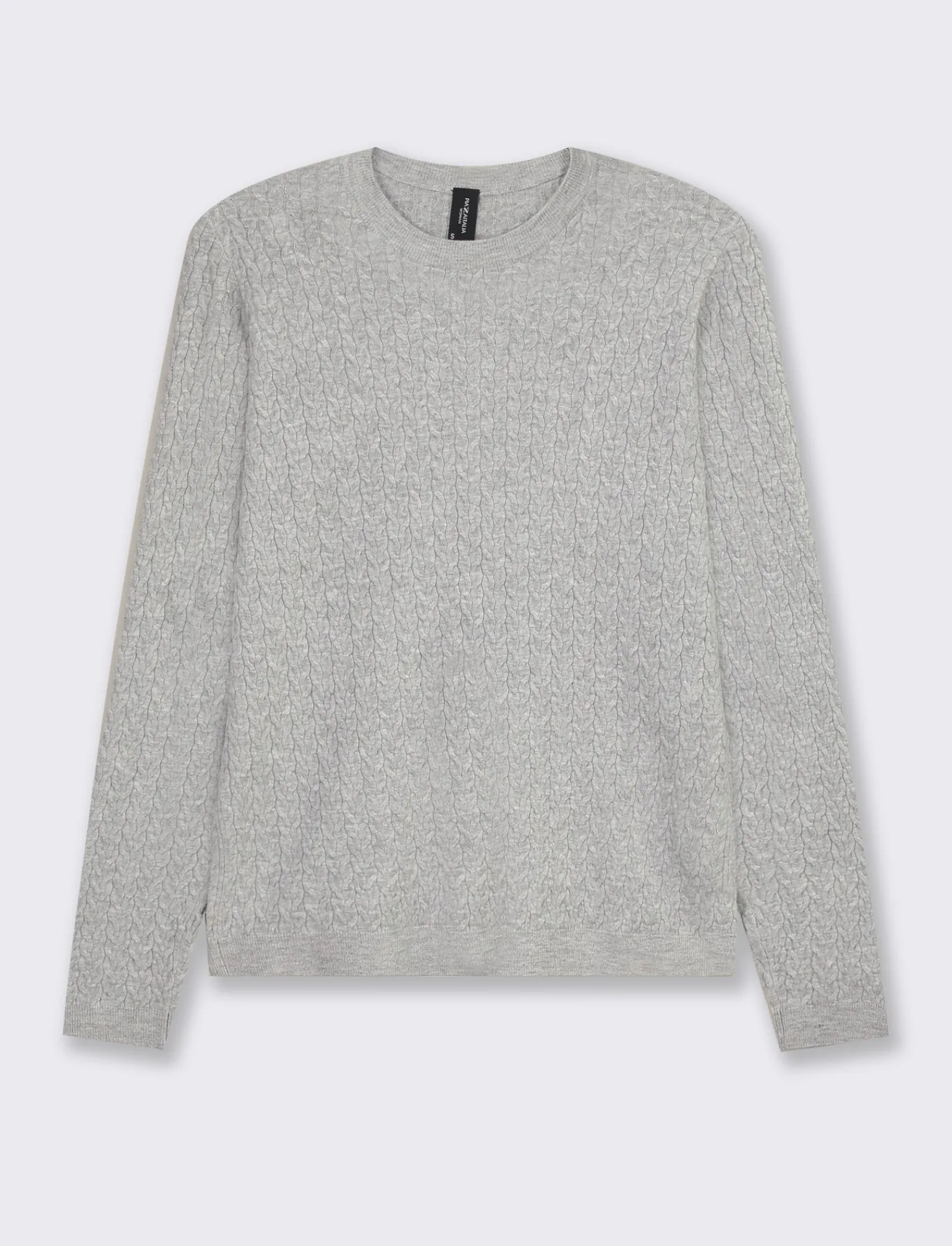 Donna Piazza Italia Maglieria<Maglia girocollo in morbido filato con motivo a treccia vestibilità slim - chiaro
