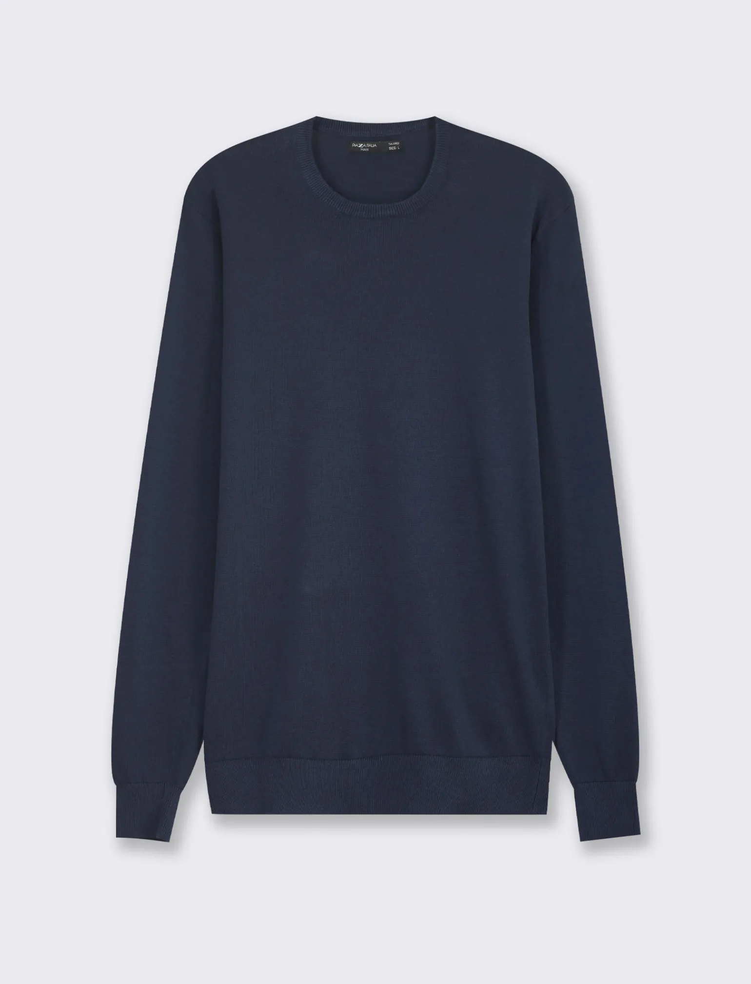Uomo Piazza Italia Uomo | Maglieria<Maglia girocollo in puro cotone premium con costina al collo, ai polsi e al fondo -
