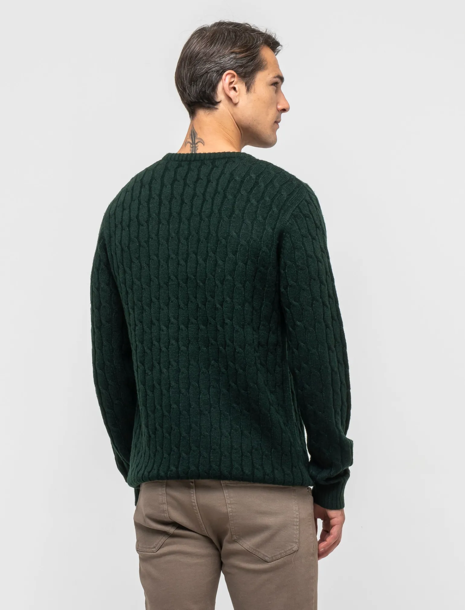 Uomo Piazza Italia Maglieria<Maglia girocollo lavorazione a trecce con ricamo sul petto, regular fit - scuro