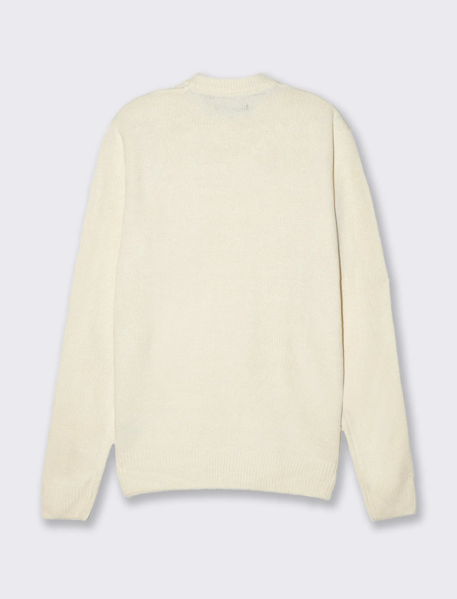 Uomo Piazza Italia Maglieria<Maglia girocollo lavorazione a trecce regular fit con costine - Bianco latte