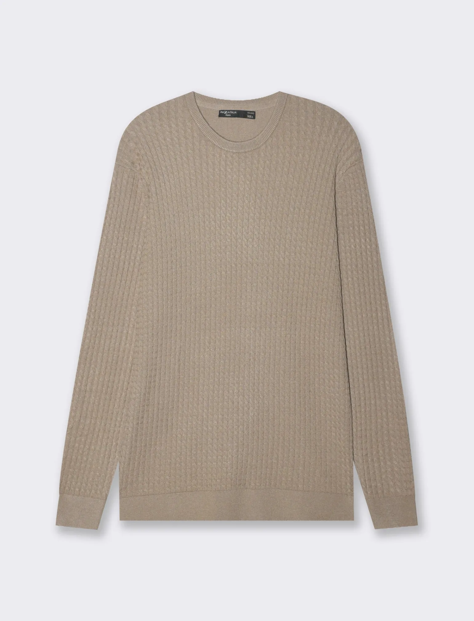 Uomo Piazza Italia Uomo | Maglieria<Maglia girocollo lavorazione jacquard a treccine regular fit - tortora