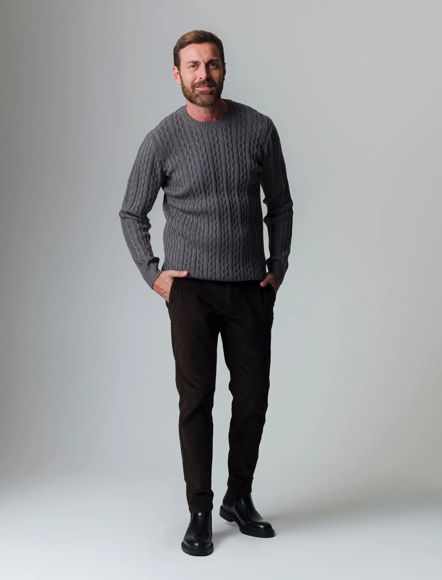 Uomo Piazza Italia Uomo | Maglieria<Maglia girocollo lavorazione jacquard atrecce e coste regular fit - mel.