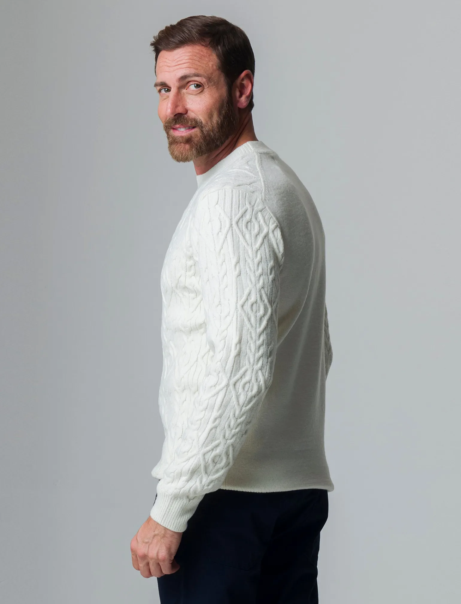 Uomo Piazza Italia Maglieria<Maglia girocollo lavorazione jacquard fantasia a rombi regular fit - panna