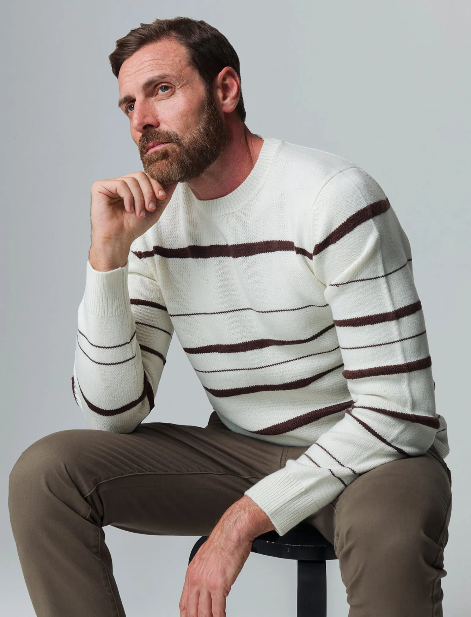 Uomo Piazza Italia Maglieria<Maglia girocollo lavorazione jacquard fantasia astratta regular fit - panna