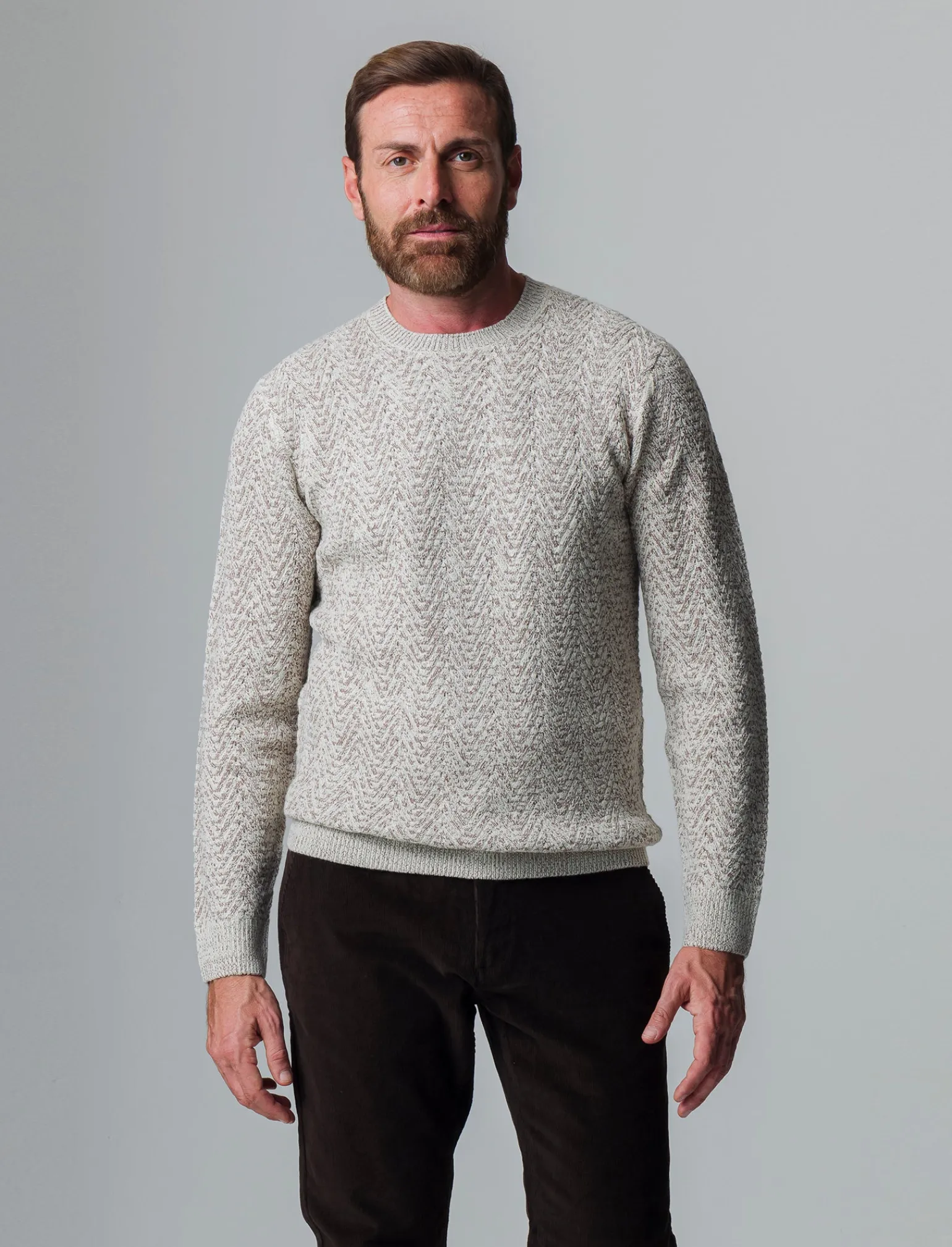 Uomo Piazza Italia Maglieria<Maglia girocollo lavorazione jacquard fantasia zig zag regular fit - ecru