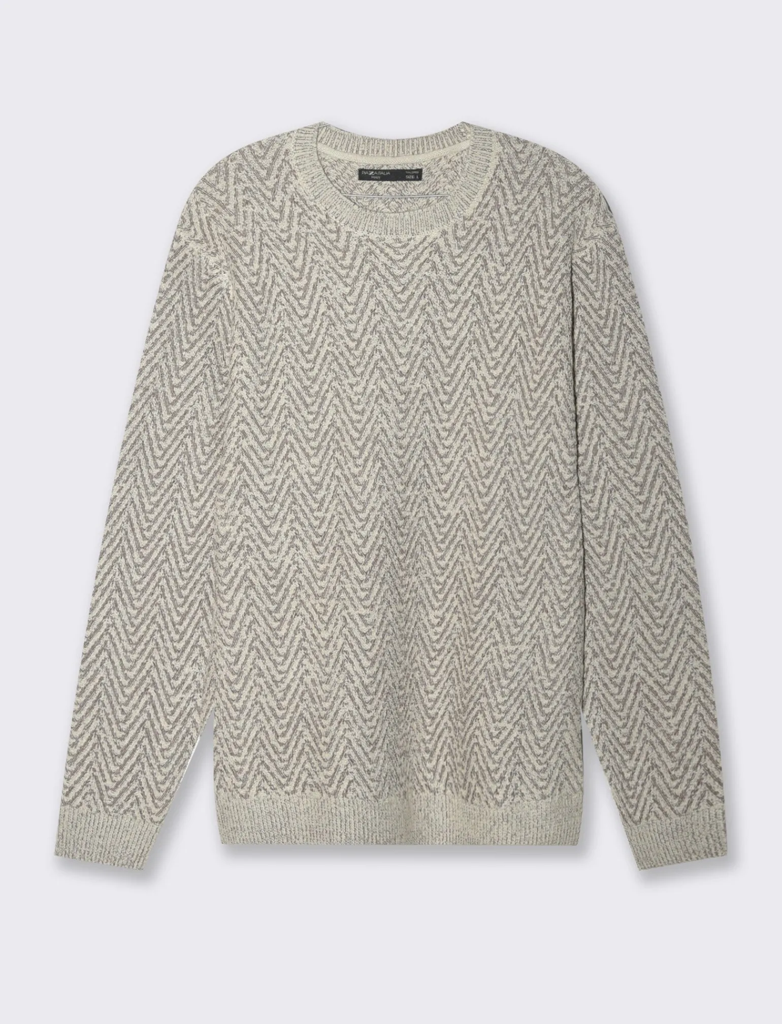 Uomo Piazza Italia Maglieria<Maglia girocollo lavorazione jacquard fantasia zig zag regular fit - ecru