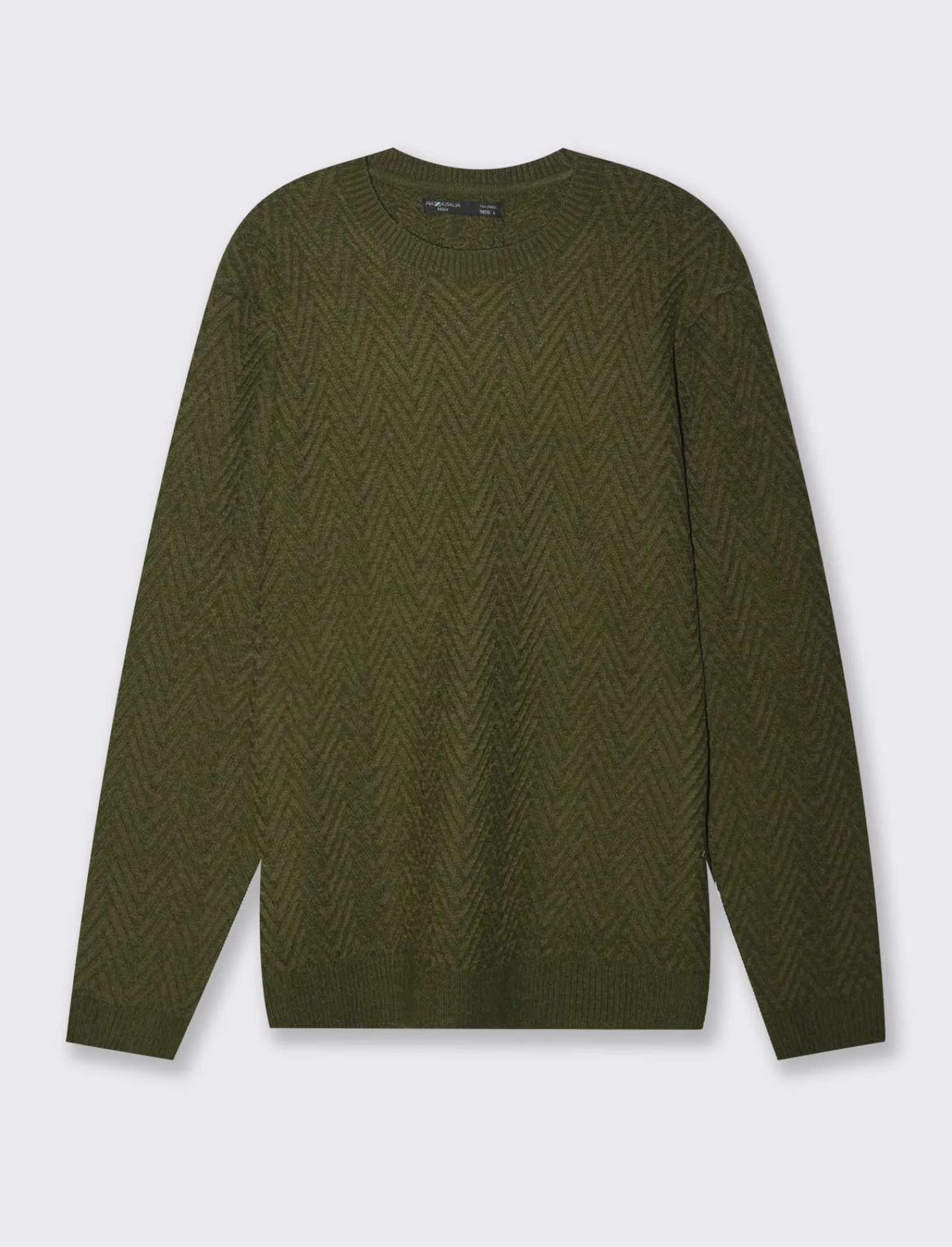 Uomo Piazza Italia Uomo | Maglieria<Maglia girocollo lavorazione jacquard fantasia zig zag regular fit - militare