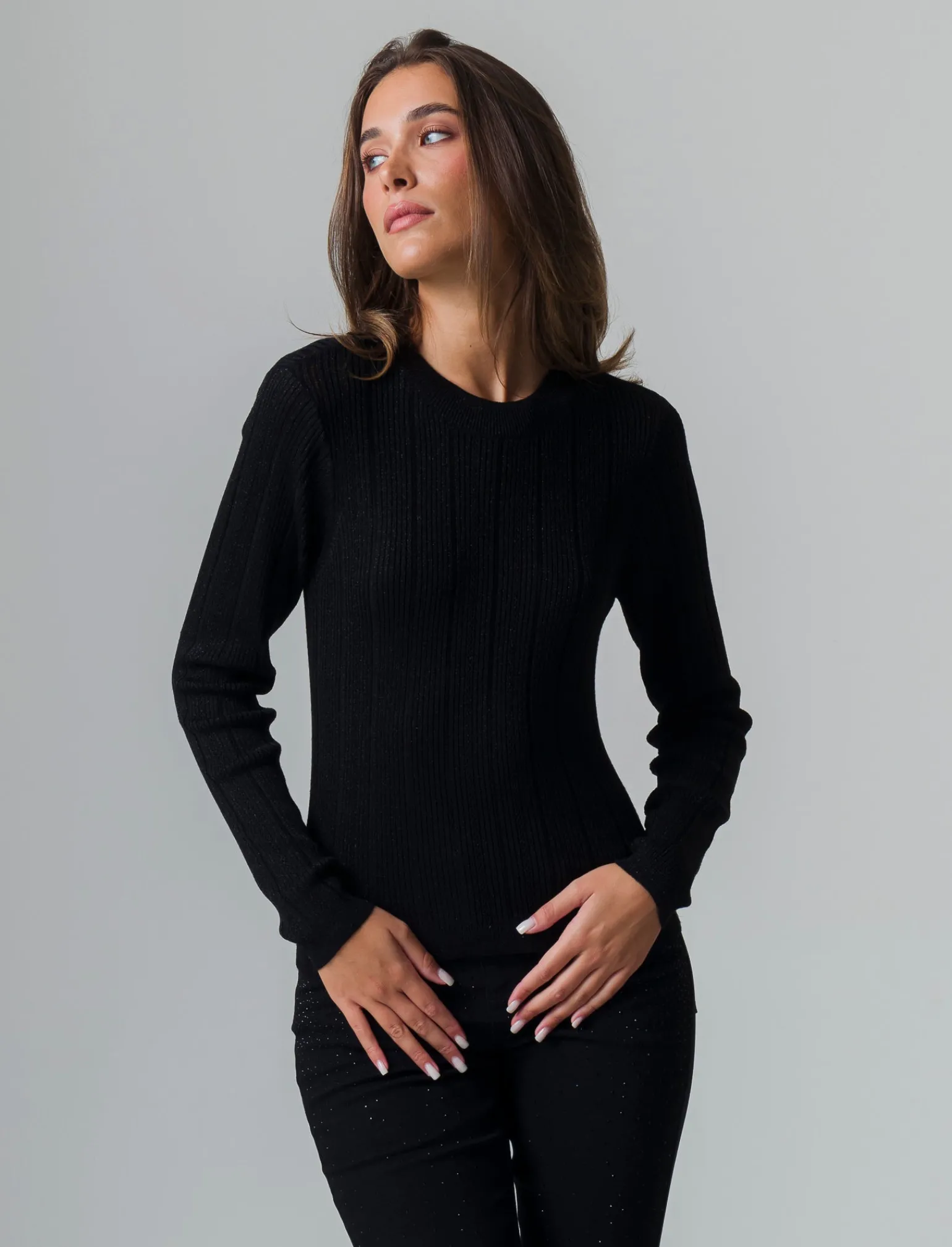 Donna Piazza Italia Donna | Maglieria<Maglia girocollo manica lunga lavorata con filo metallizzato vestibilità slim -