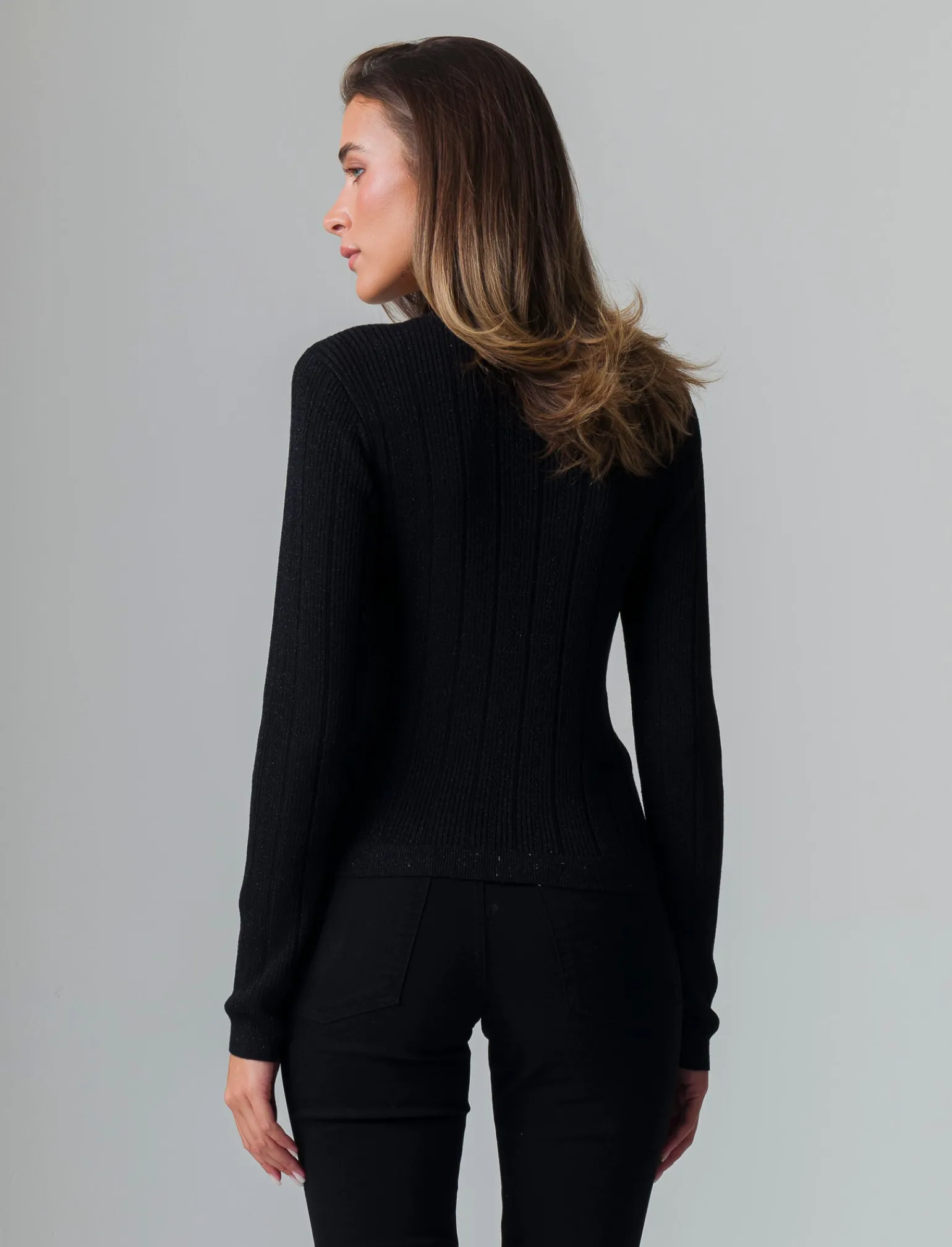 Donna Piazza Italia Donna | Maglieria<Maglia girocollo manica lunga lavorata con filo metallizzato vestibilità slim -