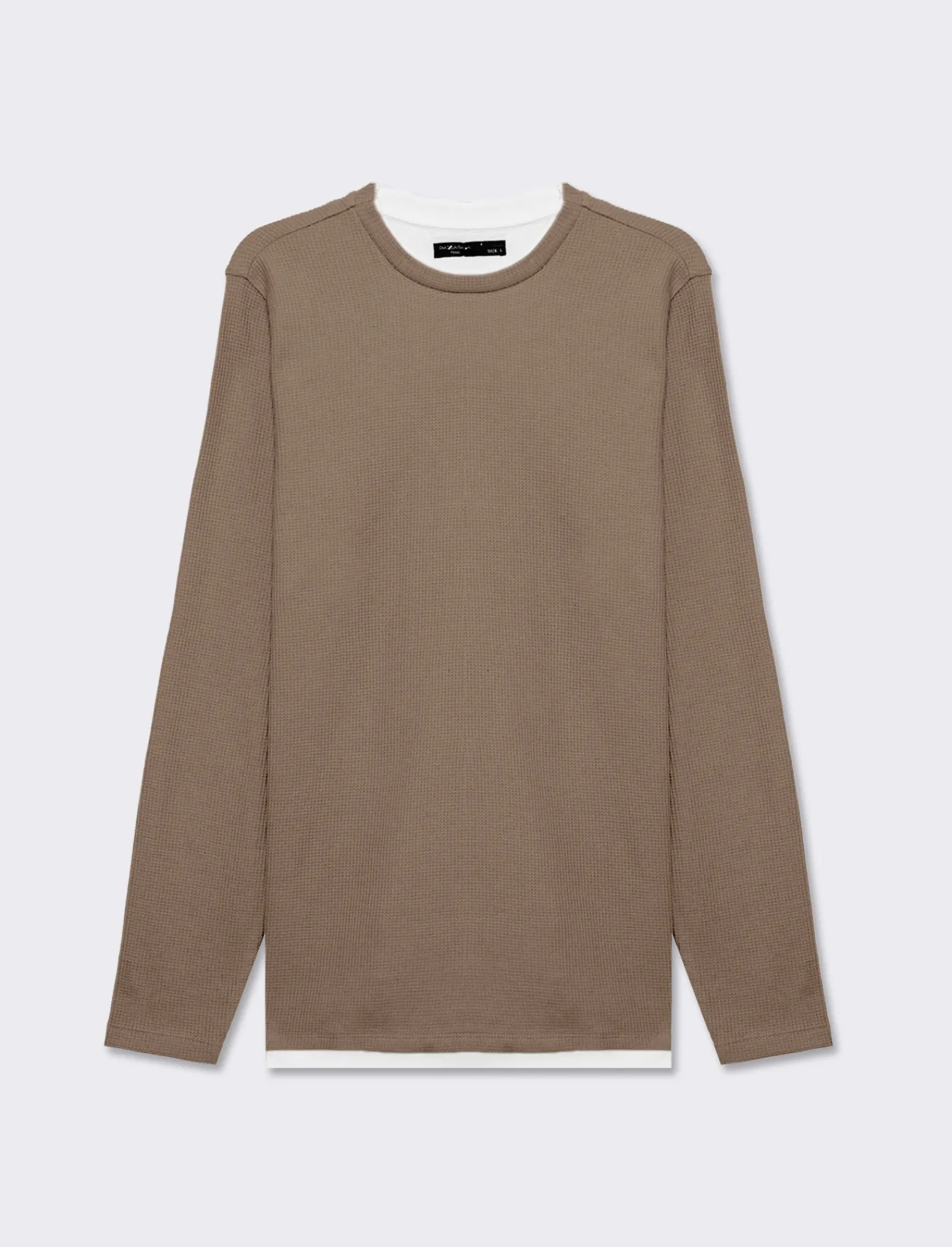 Uomo Piazza Italia Uomo | Maglieria<Maglia girocollo struttura waffel in misto cotone. Regular fit. Dettaglio di bordino a contrasto in - kaki