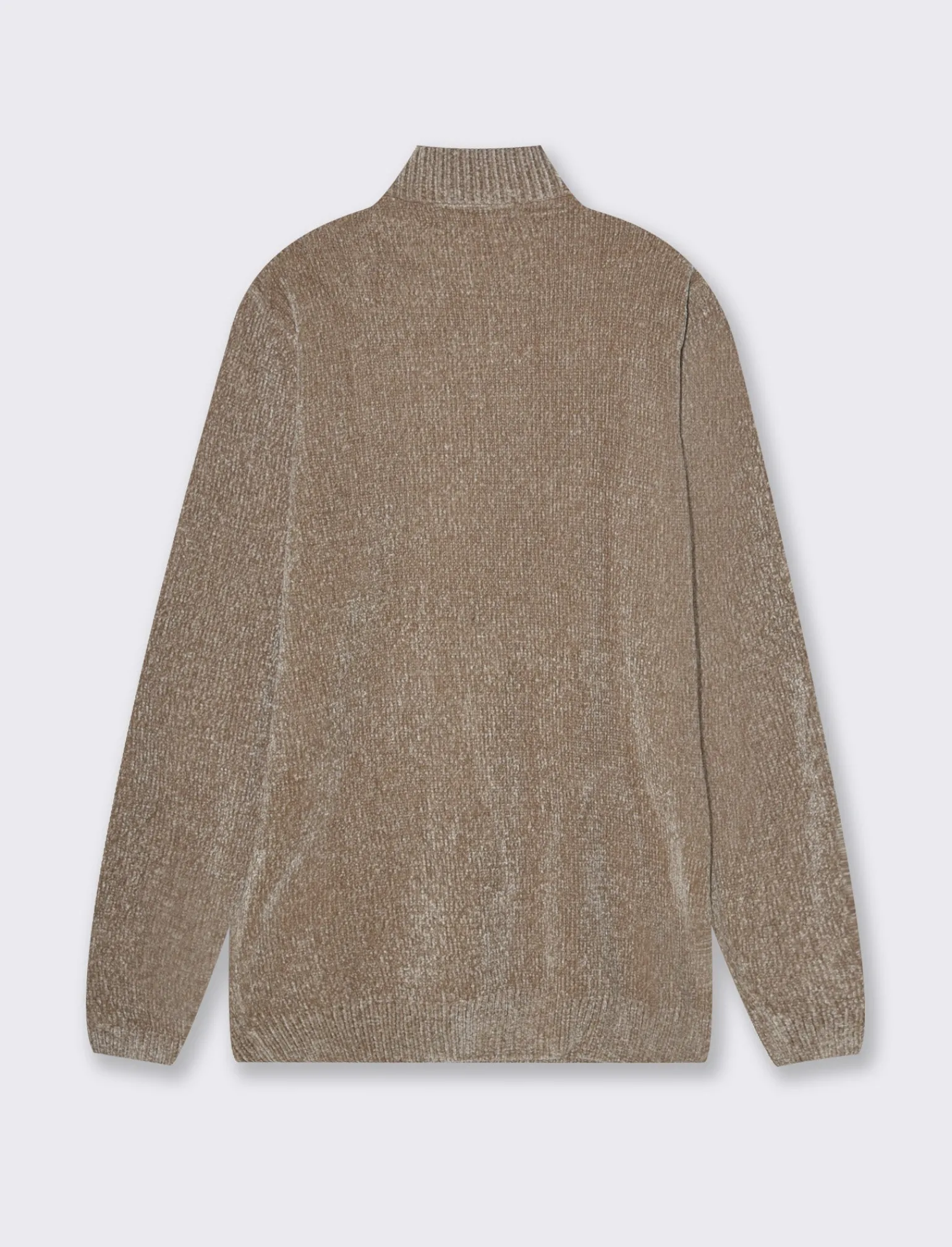 Uomo Piazza Italia Maglieria<Maglia in ciniglia collo alto con cerniera, regular fit - Grigio tortora