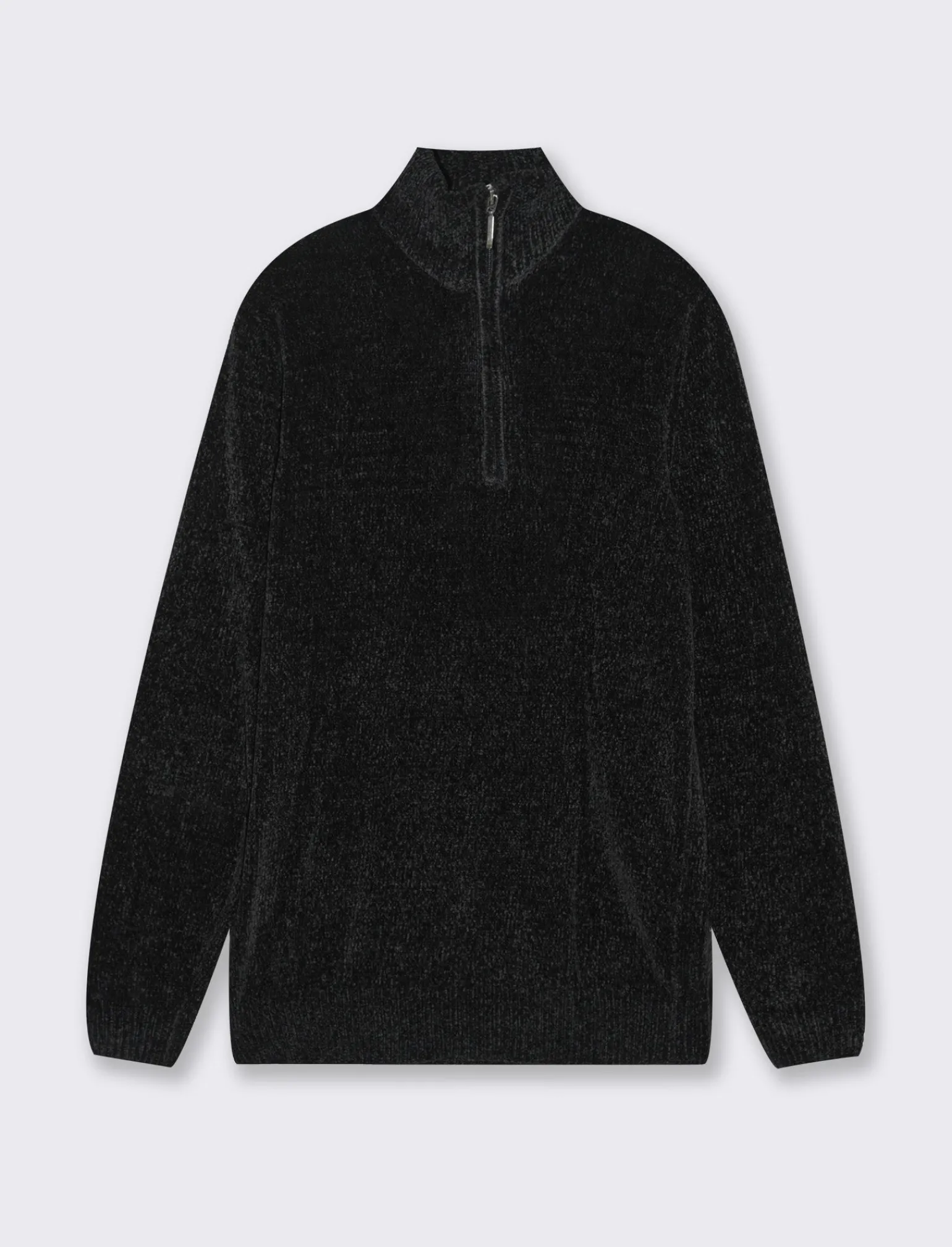 Uomo Piazza Italia Maglieria<Maglia in ciniglia collo alto con cerniera, regular fit - Nero
