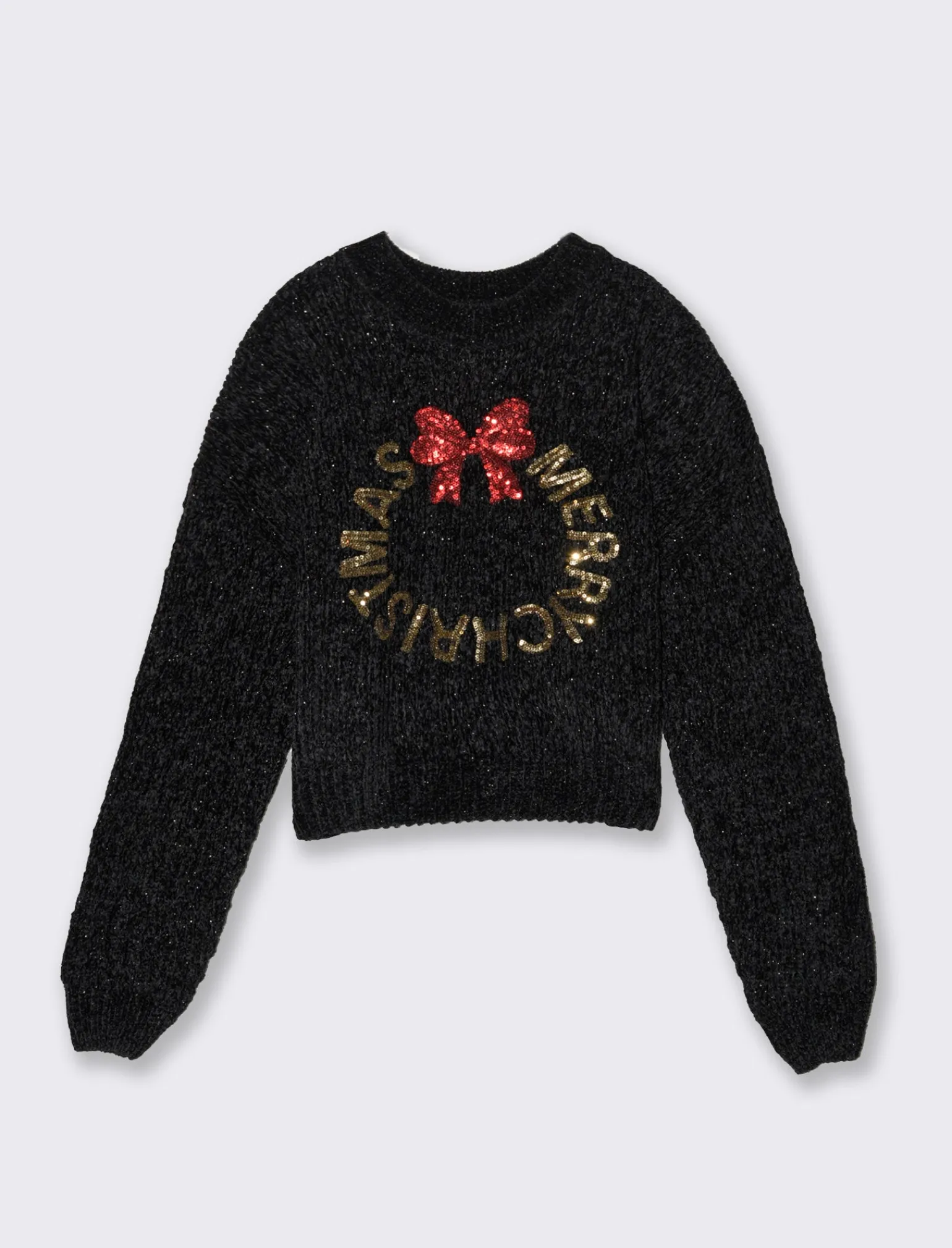 Donna Piazza Italia Maglieria<Maglia in ciniglia manica lunga applicazioni di paillettes e filo metallizzato - var 2