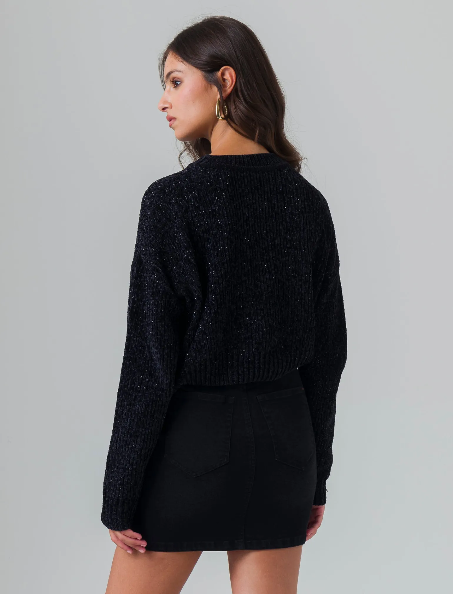 Donna Piazza Italia Maglieria<Maglia in ciniglia manica lunga applicazioni di paillettes e filo metallizzato - var 2