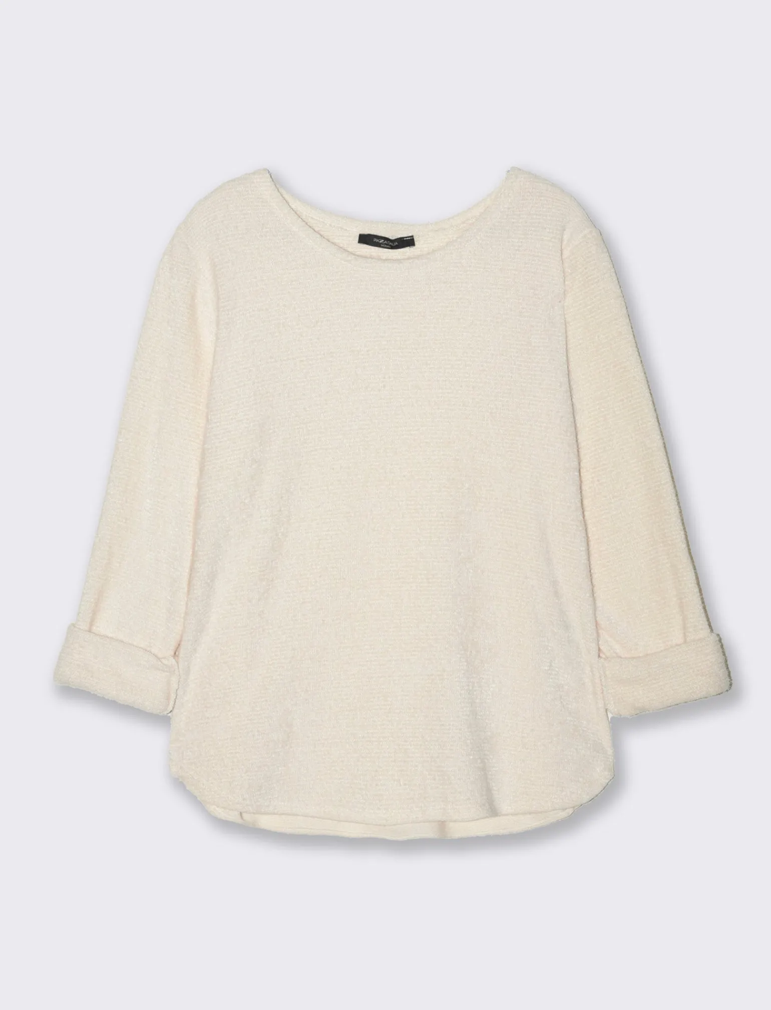 Donna Piazza Italia Maglieria<Maglia in filato effetto peluche tinta unita; scollo a barca; maniche lunghe. - Bianco