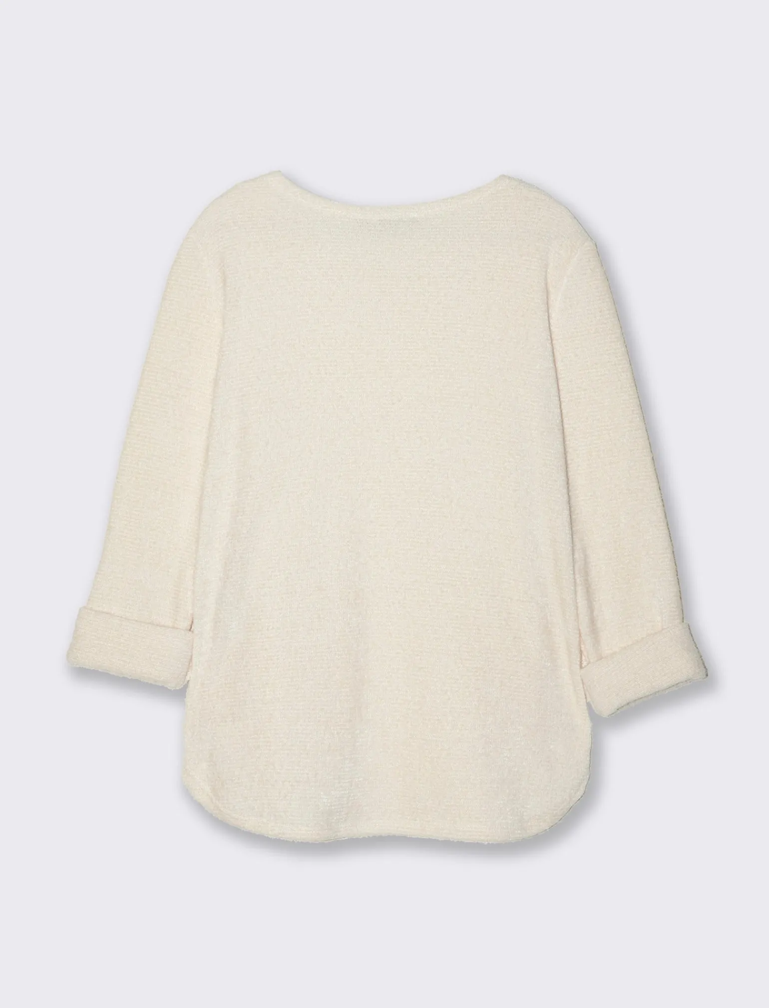 Donna Piazza Italia Maglieria<Maglia in filato effetto peluche tinta unita; scollo a barca; maniche lunghe. - Bianco
