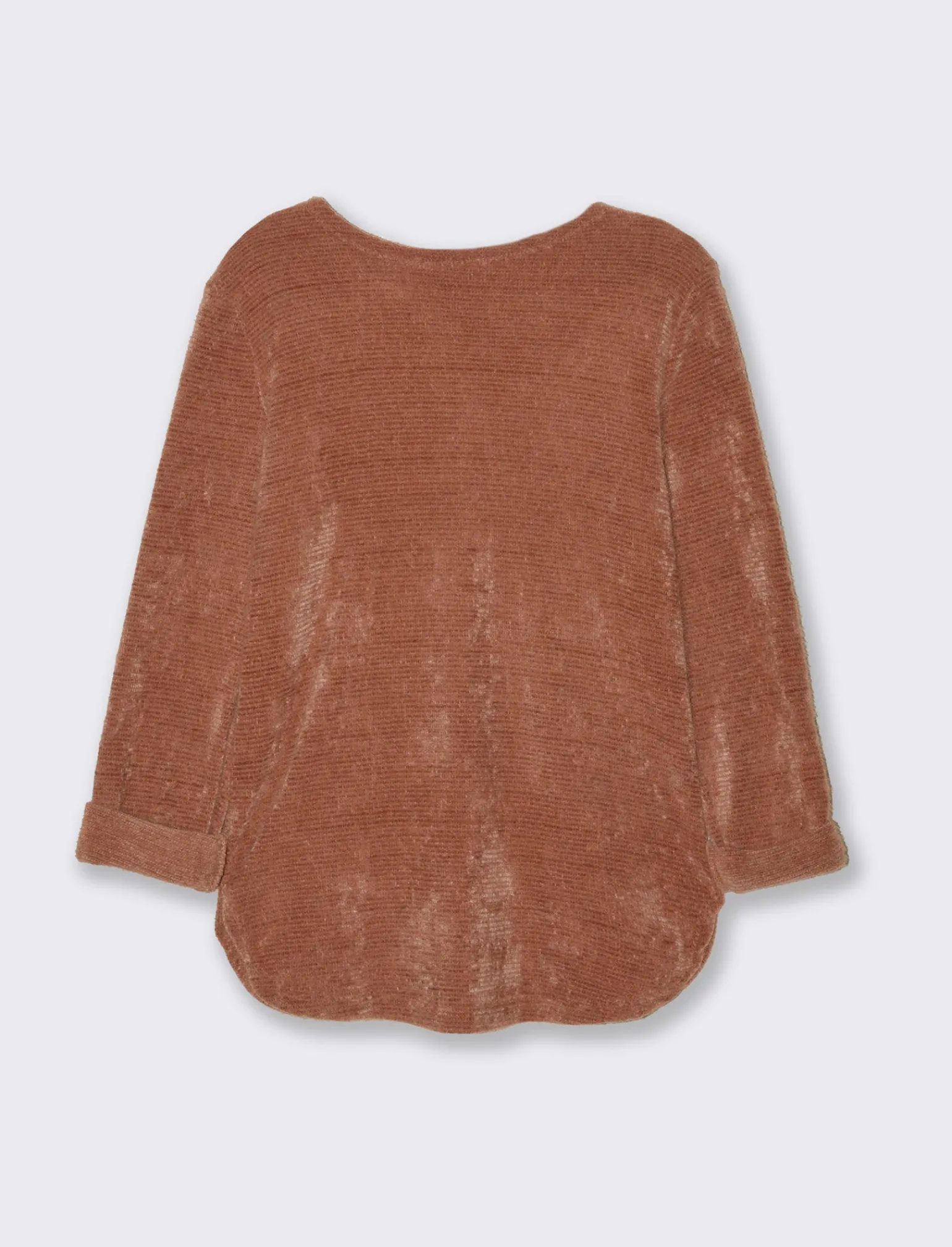 Donna Piazza Italia Maglieria<Maglia in filato effetto peluche tinta unita; scollo a barca; maniche lunghe. - Moro